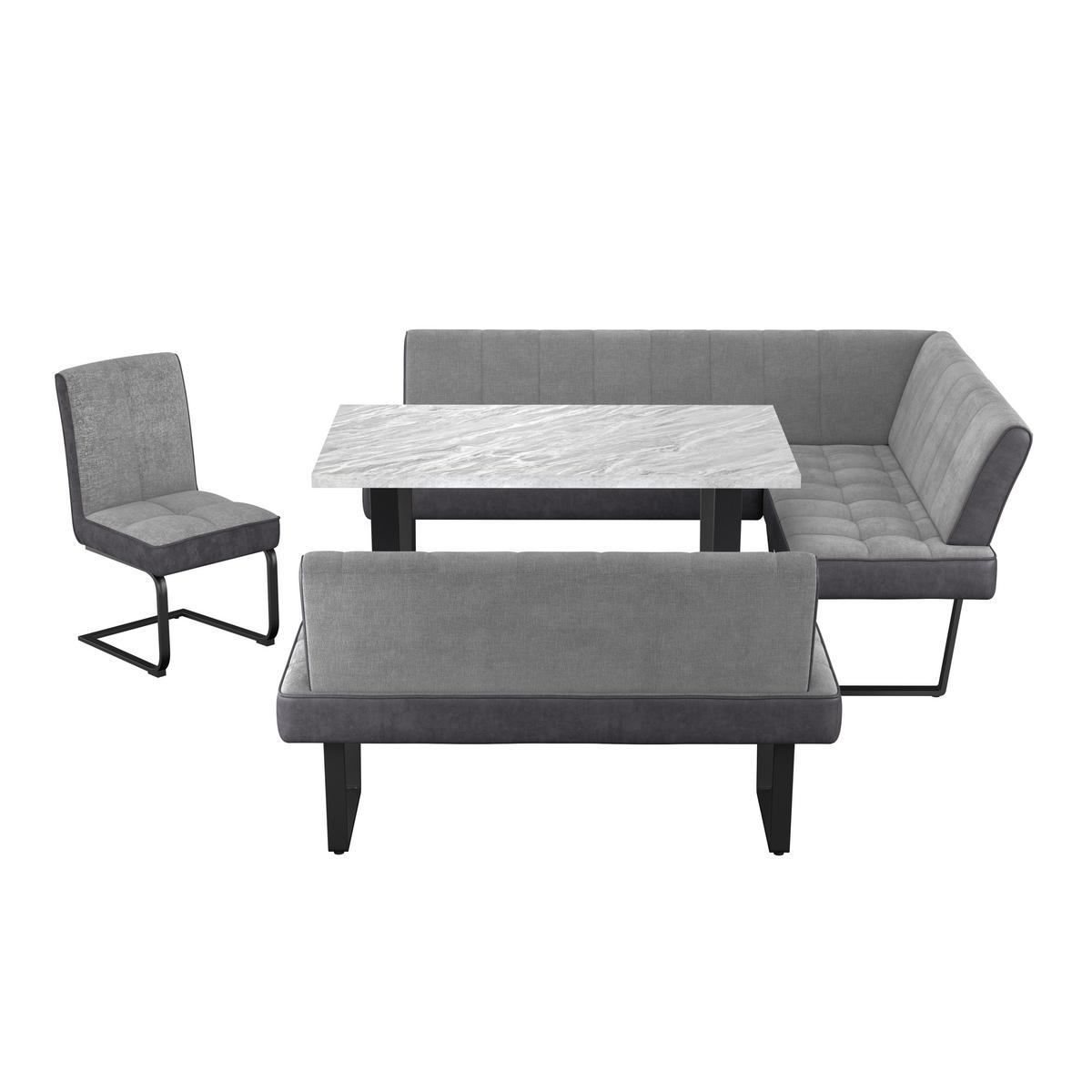 Eckbank Pag - Hellgrau/Schwarz, KONVENTIONELL, Textil/Metall (200/160cm) - MID.YOU