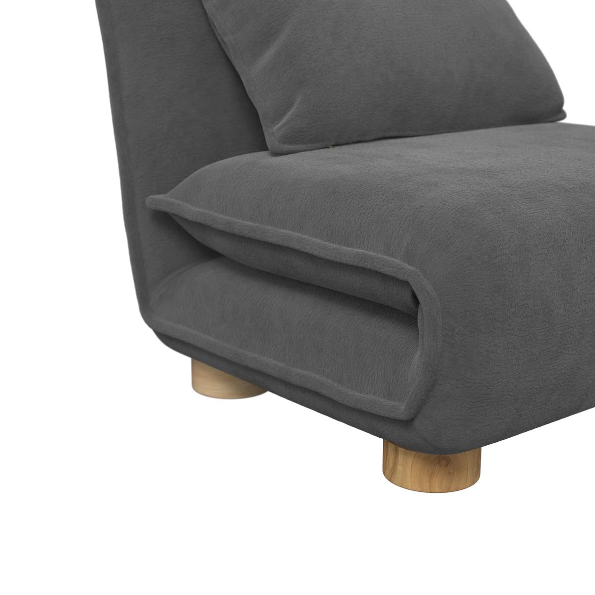 Rozkladacie kreslo BELLA, tmavosivá, max. 120 kg - prírodná farba/tmavosivá, Modern, kov/drevo (85/76/84cm) - Bessagi Home