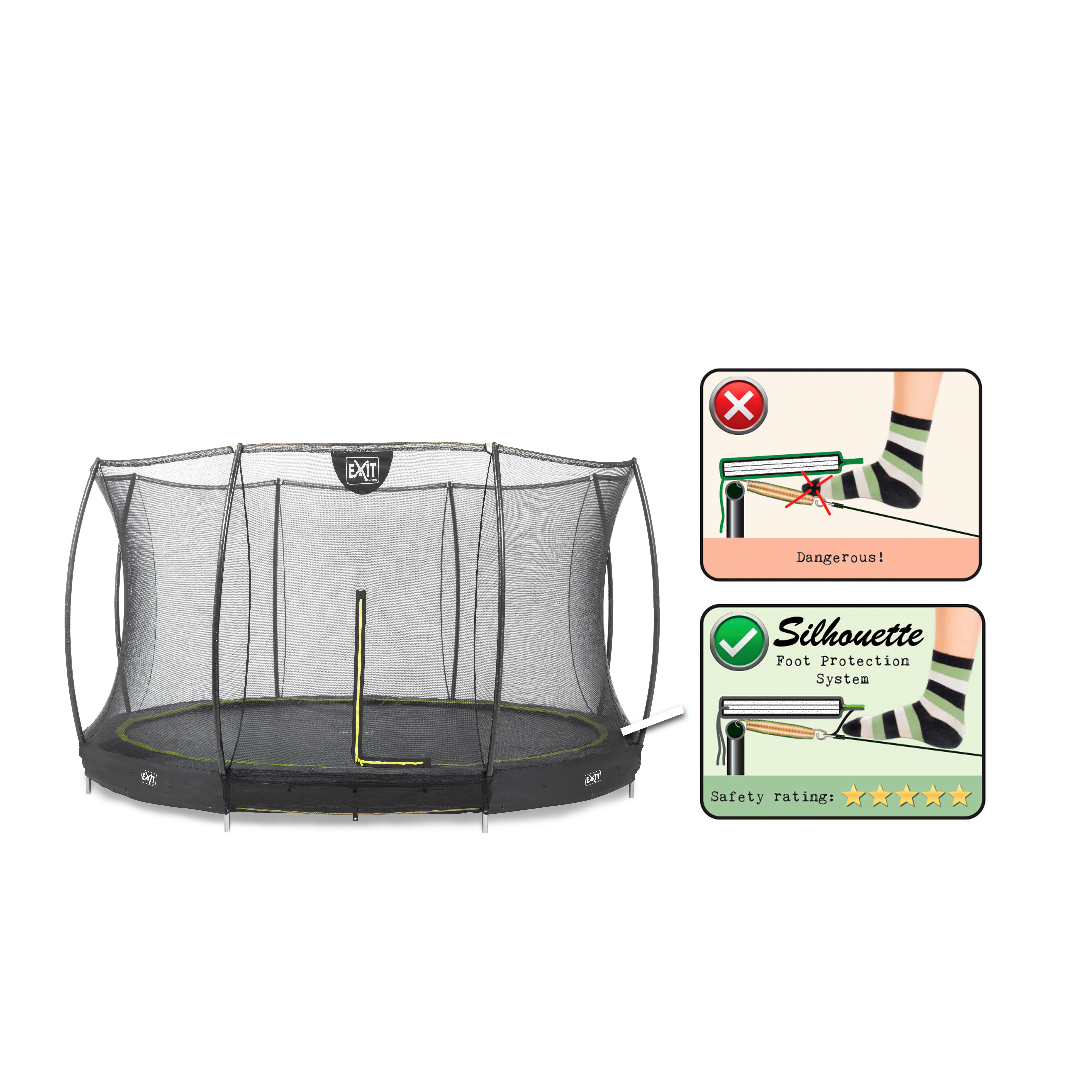 Trampolin Ø 427 cm Mit Sicherheitsnetz Exit Silhouete - Schwarz, KONVENTIONELL, Kunststoff/Metall (427/203cm) - Exit