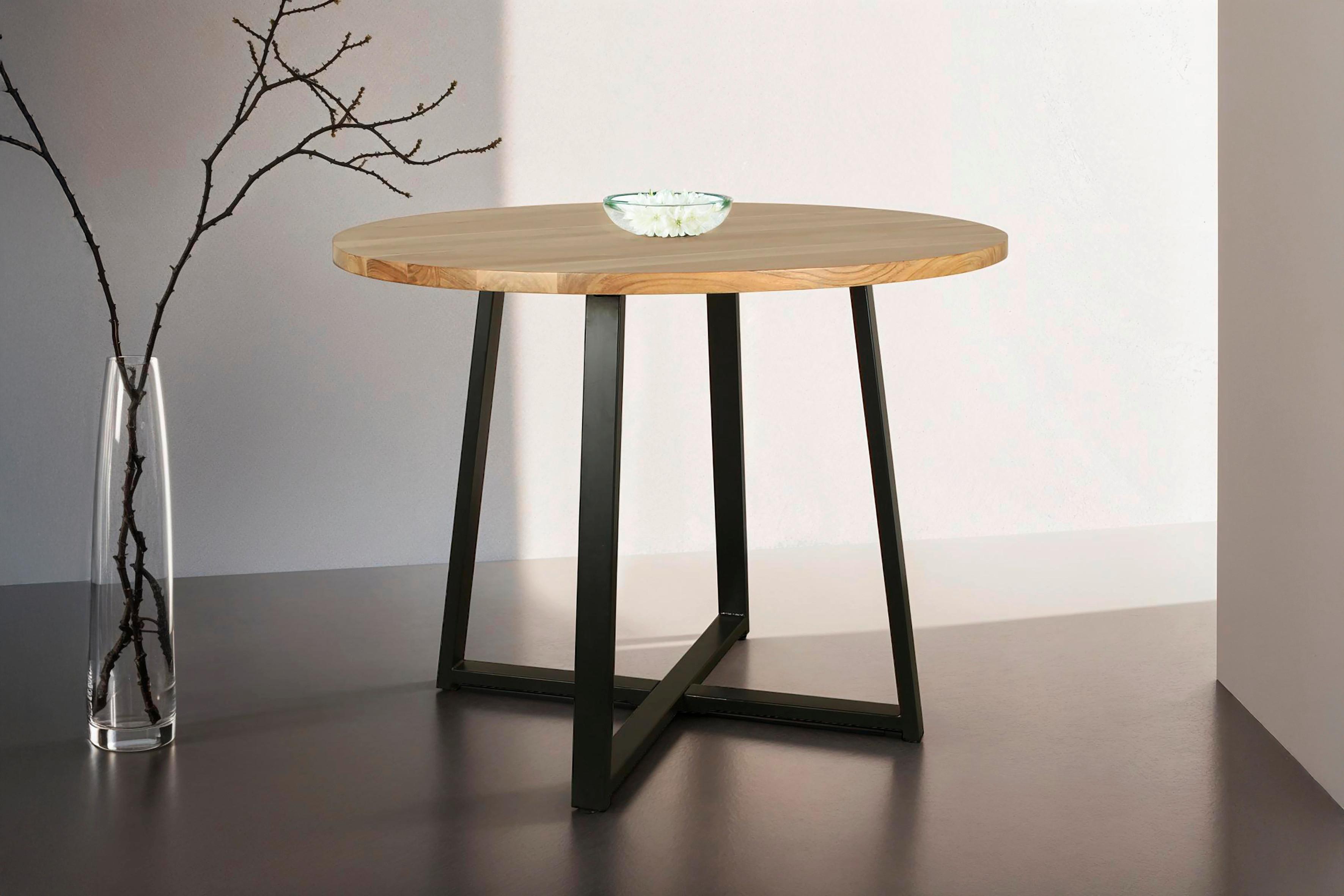 Esstisch Arrow - Schwarz/Akaziefarben, MODERN, Holz/Metall (100/100/77cm) - MID.YOU