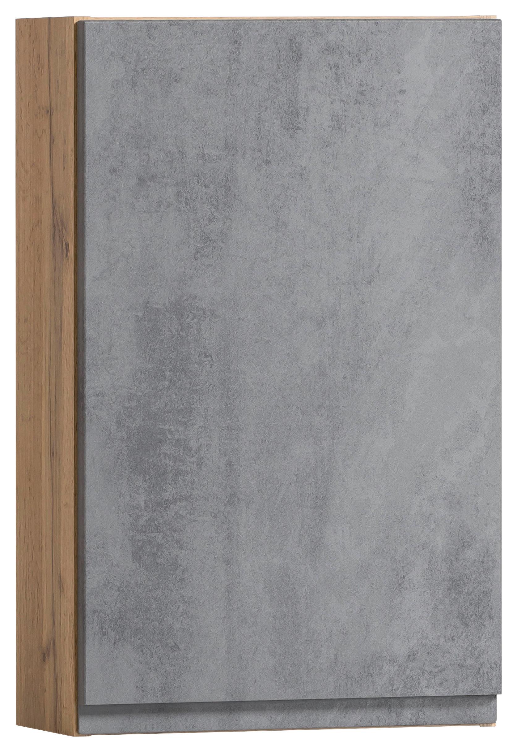 Hängeschrank in Beton und Wotan Eiche