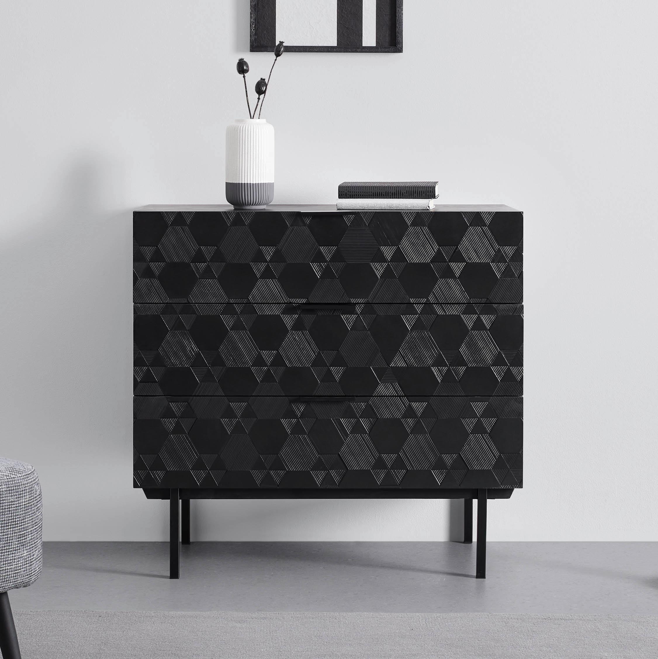 Komoda Roma - černá, Moderní, kov/dřevo (85/80/40cm) - Bessagi Home