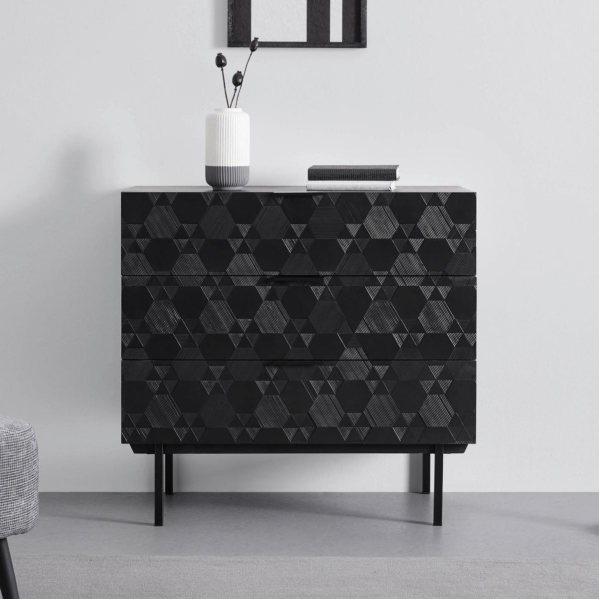 Komoda ROMA - čierna, Modern, kov/drevo (85/80/40cm) - Bessagi Home