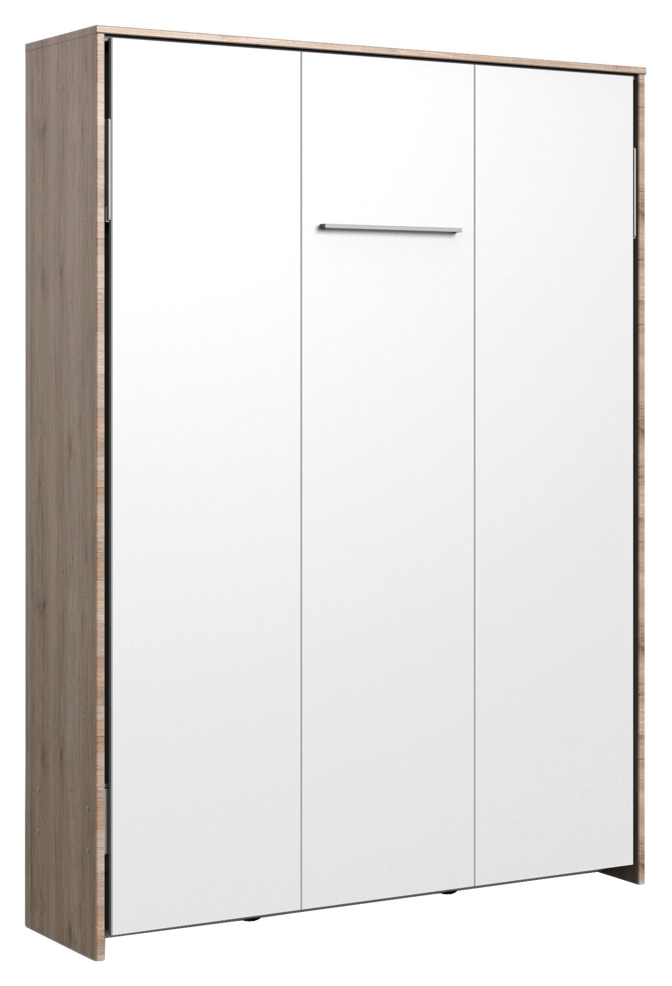 Schrankbett mit Lattenrost 140x200 Juist Weiß/ Eiche - Eichefarben/Weiß, KONVENTIONELL, Holz/Holzwerkstoff (140/200cm) - MID.YOU