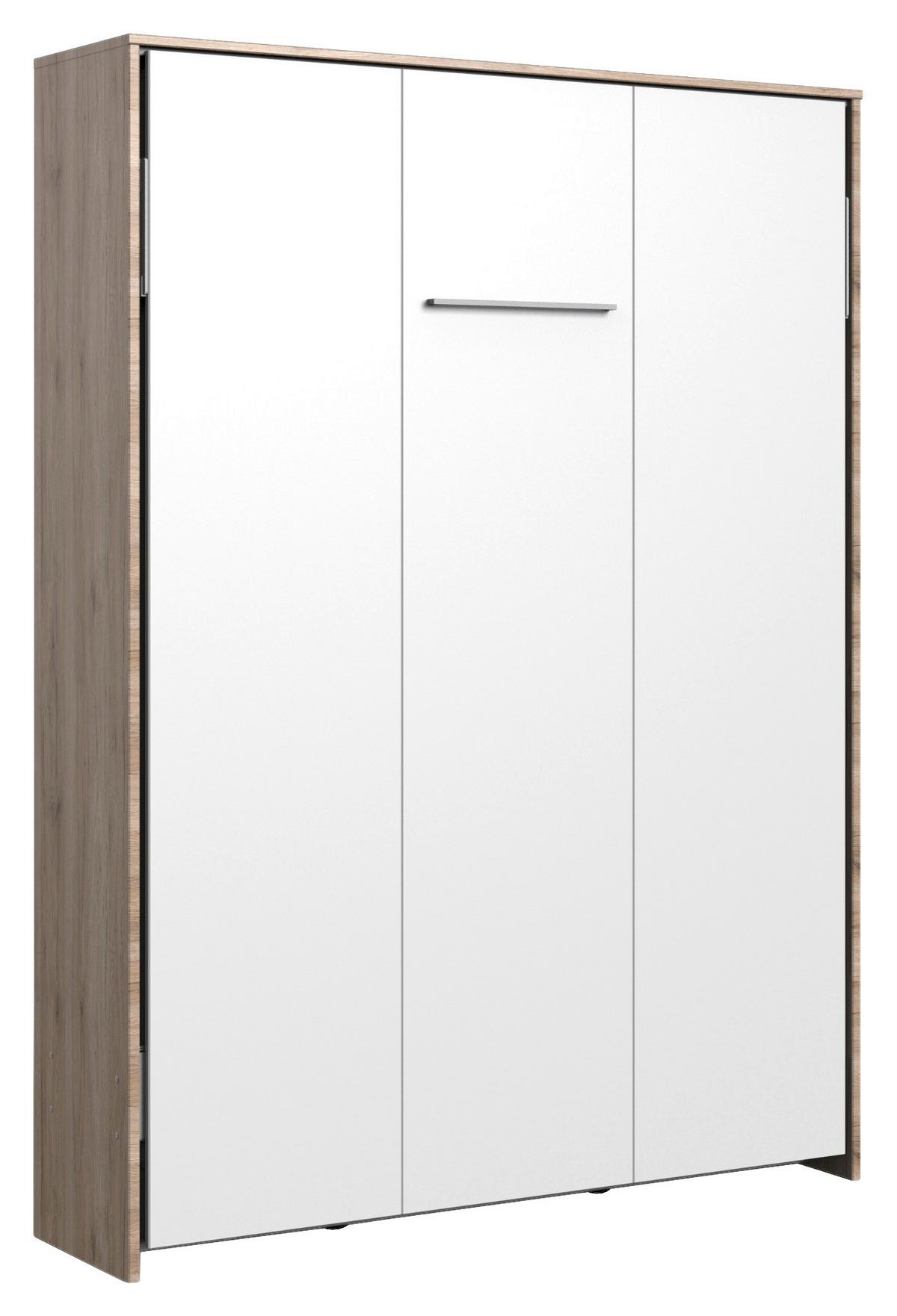 Schrankbett Mit Lattenrost 140x200 Juist Weiß/ Eiche - Eichefarben/Weiß, KONVENTIONELL, Holz/Holzwerkstoff (140/200cm) - MID.YOU