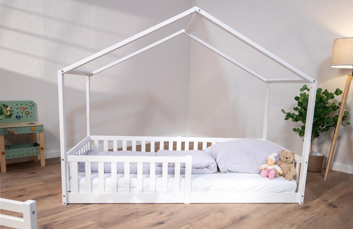 Hausbett Weiß, B/H/T: 90x200x161cm - Weiß, Basics, Holz (90/200/161cm) - tiSsi