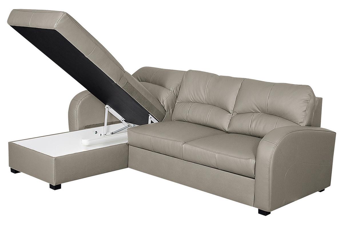 Ecksofa Tilo Platinfarben S: 168 cm - Platinfarben/Schwarz, Design, Leder/Textil (168/227cm) - Livetastic