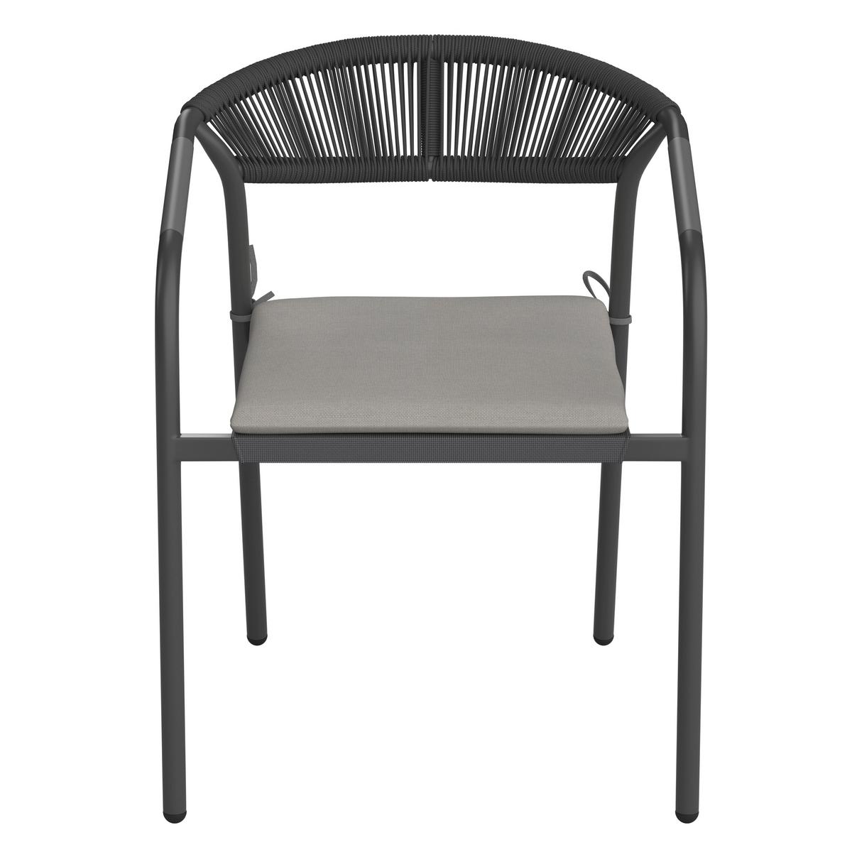 Sada záhradných kresiel BENICIO - čierna/sivá, Modern, kov/textil (56/80/64cm) - Bessagi Garden