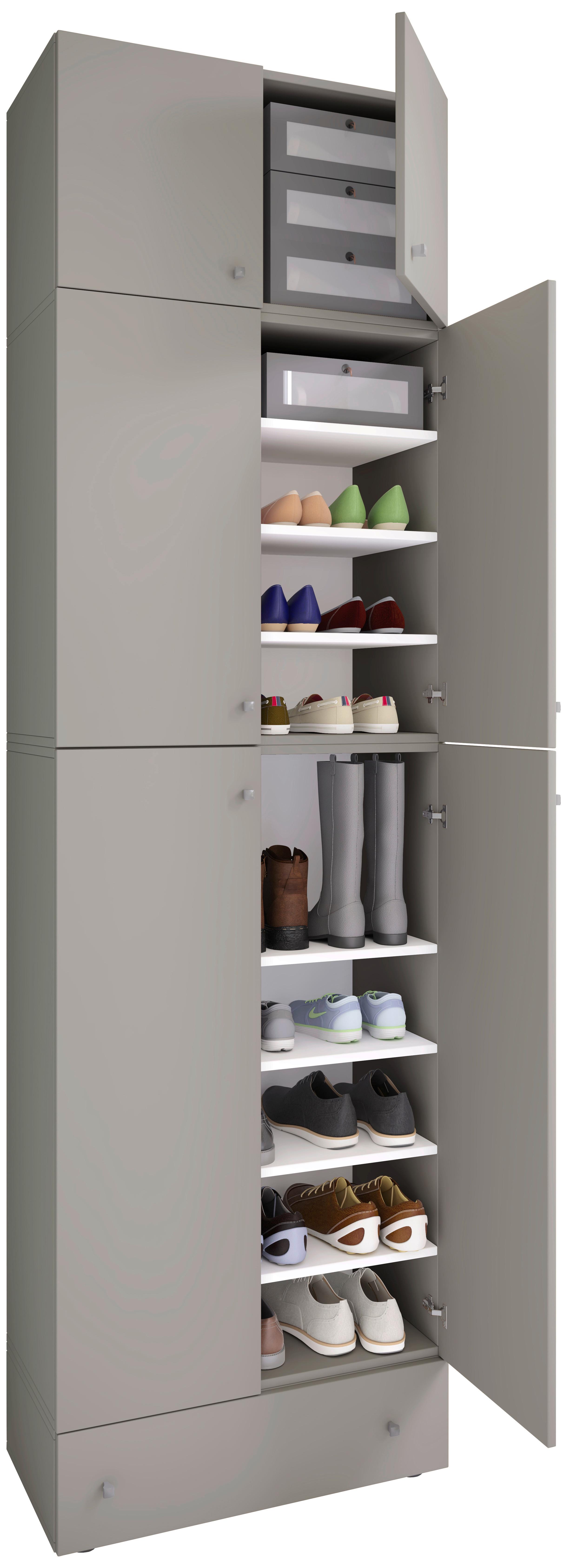 Schuhschrank Lona XXL Grau B. 70 cm - Schwarz/Grau, MODERN, Holzwerkstoff (70/240/39cm) - MID.YOU