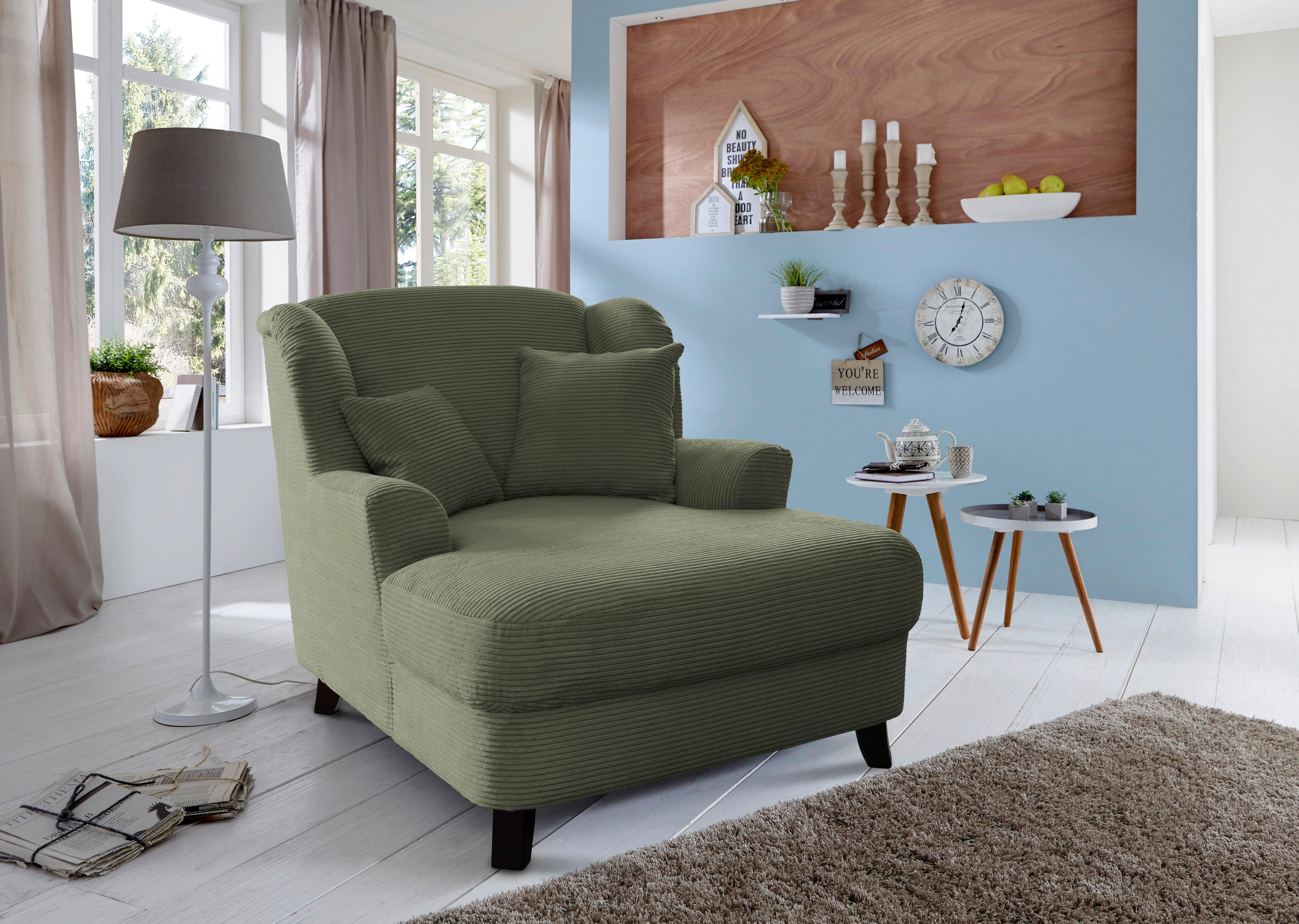 XXXL-Sessel Asado olivgrün teilmassiv, B: 109 cm - Dunkelbraun/Olivgrün, KONVENTIONELL, Textil (109/104/145cm) - Sit & More
