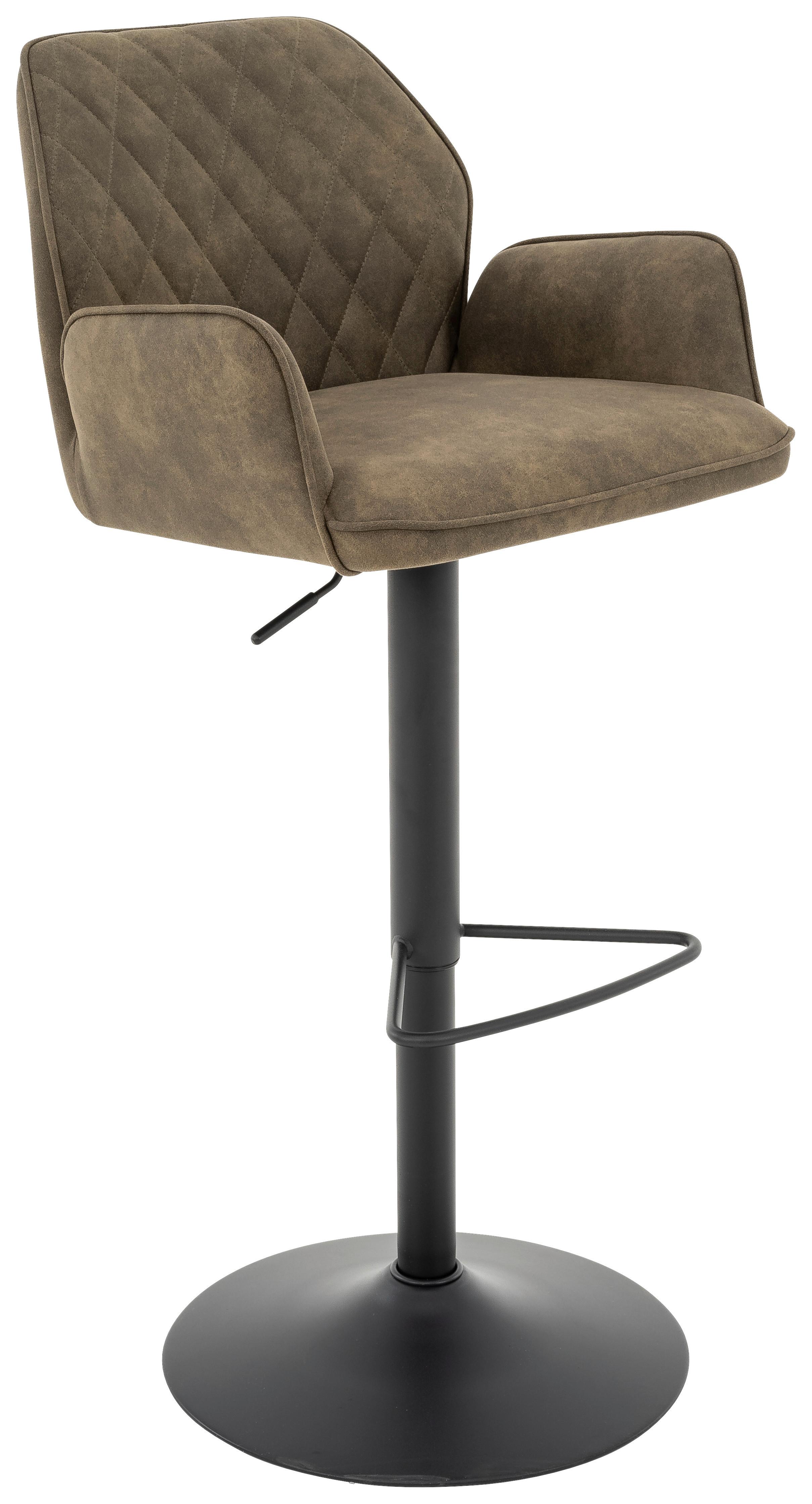 Barhocker höhenverstellbar mit Lehne Wanda Webstoff Grün - Schwarz/Grün, KONVENTIONELL, Textil/Metall (51/90-111/52cm) - MID.YOU