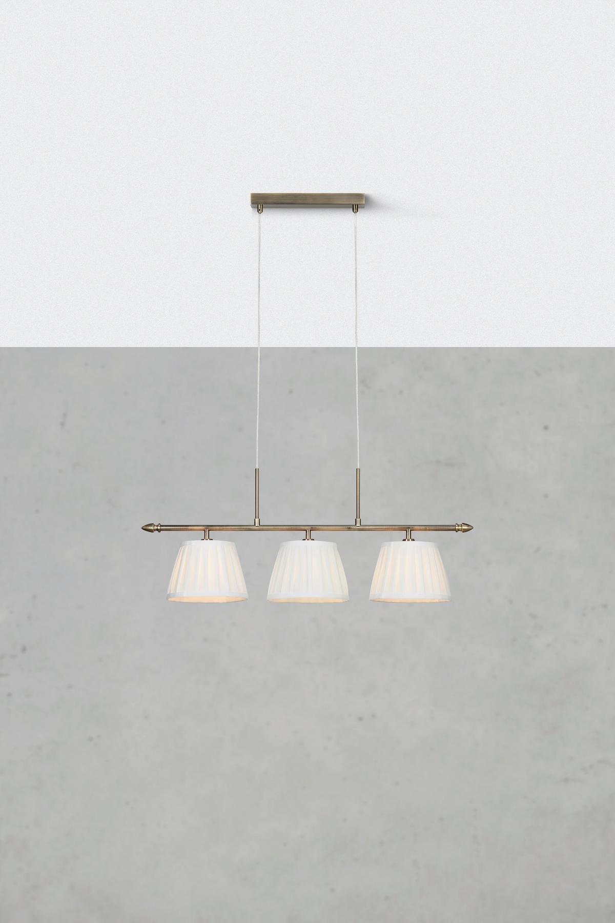 Pendelleuchte Markslöjd Oxford Pendant 3l - Messingfarben/Weiß, Design, Textil/Metall (20/33/82,5cm) - Markslöjd