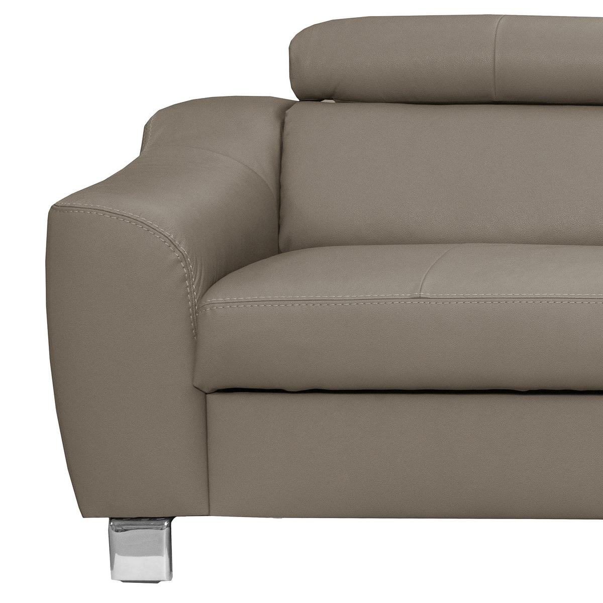 Ecksofa Aspen Taupe S: 245 cm - Taupe/Chromfarben, Design, Leder/Textil (245/208cm) - Livetastic