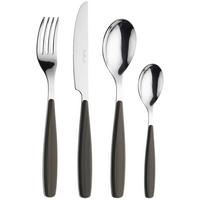 Besteckset Riva Wenghe, 16--teilig. - Edelstahlfarben/Dunkelbraun, Basics, Kunststoff/Metall - Pintinox