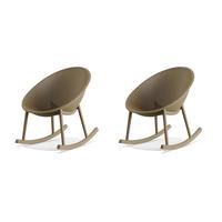 Gartenschaukelstuhl 2x Qosy – Outdoor-Schaukelstuh - Sandfarben, MODERN, Kunststoff (66/80/83cm)