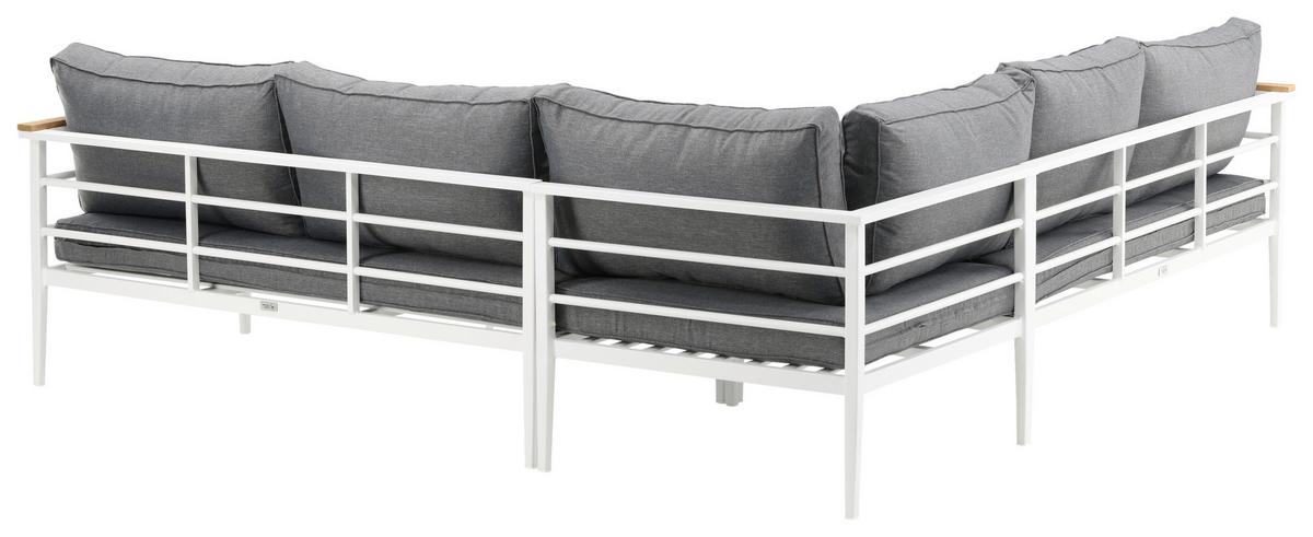 Loungegarnitur 2-Tlg Mexico Teakholz/Metall mit Kissen - Weiß, KONVENTIONELL, Holz/Metall (233/233cm) - Gardenson