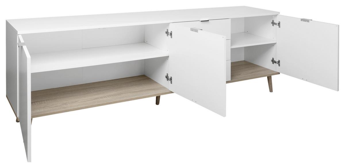 Sideboard Dekor M. 3 Laden 200cm Göteborg 57 Sonoma Eiche - Weiß/Sonoma Eiche, KONVENTIONELL, Holzwerkstoff (200/68/40cm) - MID.YOU