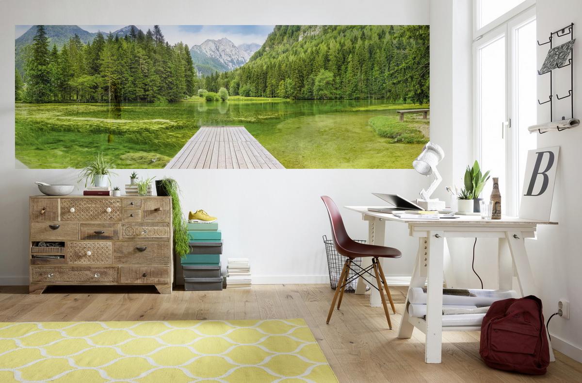 Fototapete Green Lake - Grün, Natur, Papier (368/127cm)