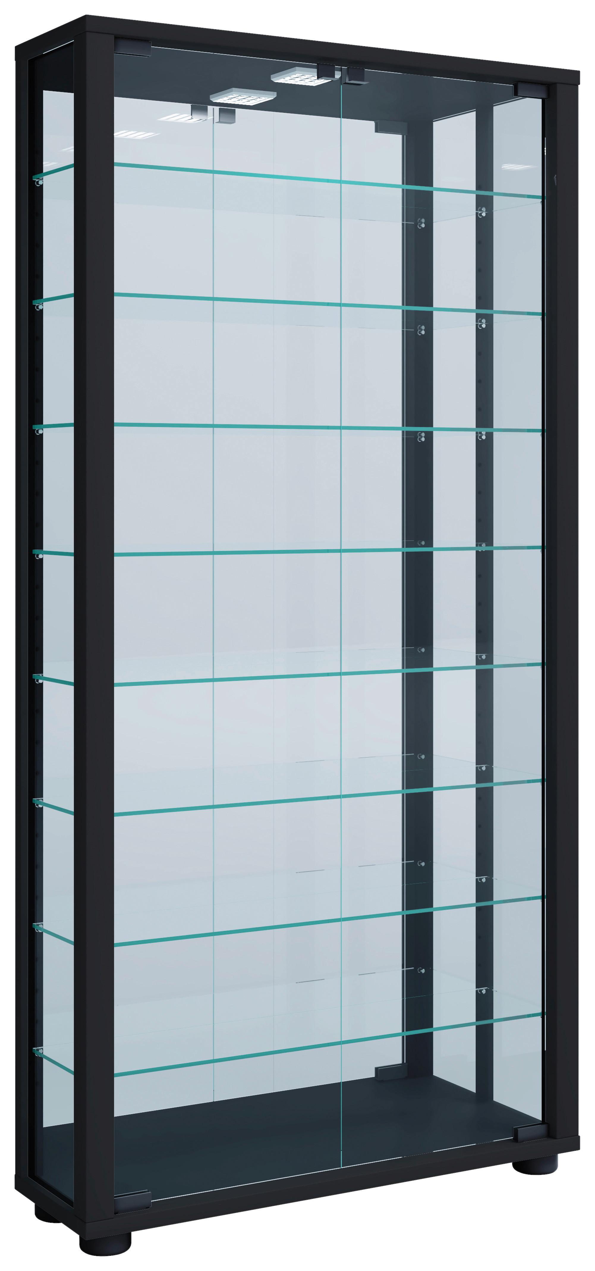 VITRINE Lumo Schwarz B: 59 cm - Schwarz, MODERN, Glas/Holzwerkstoff (59/114,8/18cm) - MID.YOU