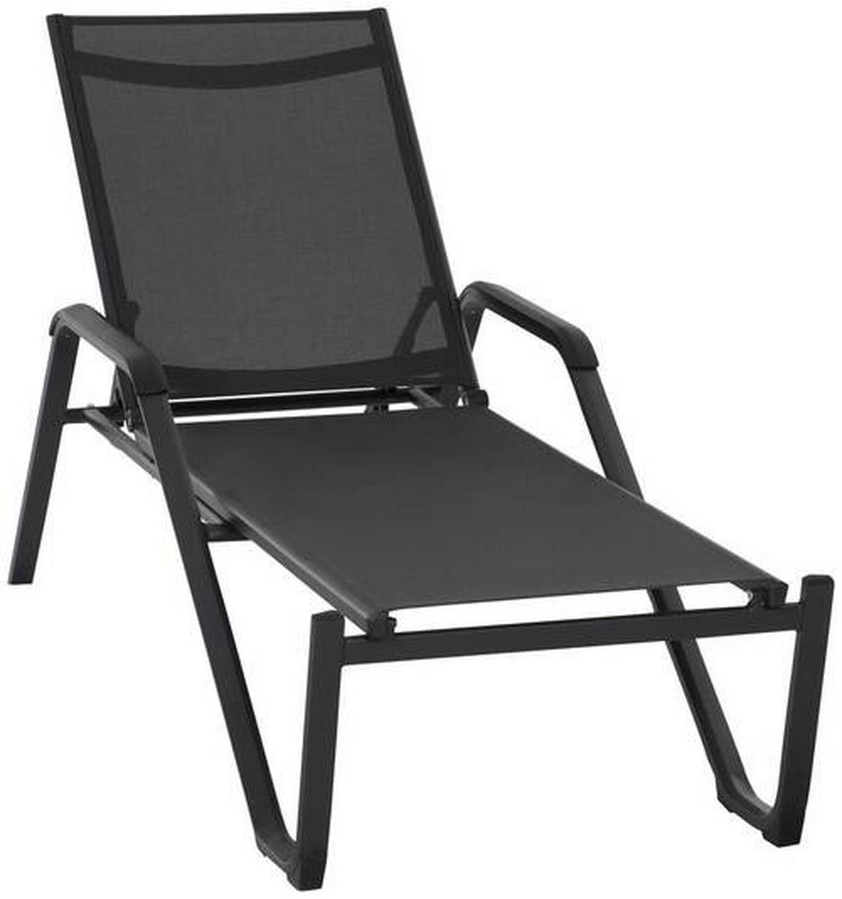 Gartenliege Tesoro Aluminium/ Netzgewebe Verstellbar - Anthrazit/Schwarz, KONVENTIONELL, Textil/Metall (70/108/195cm) - Siena Garden