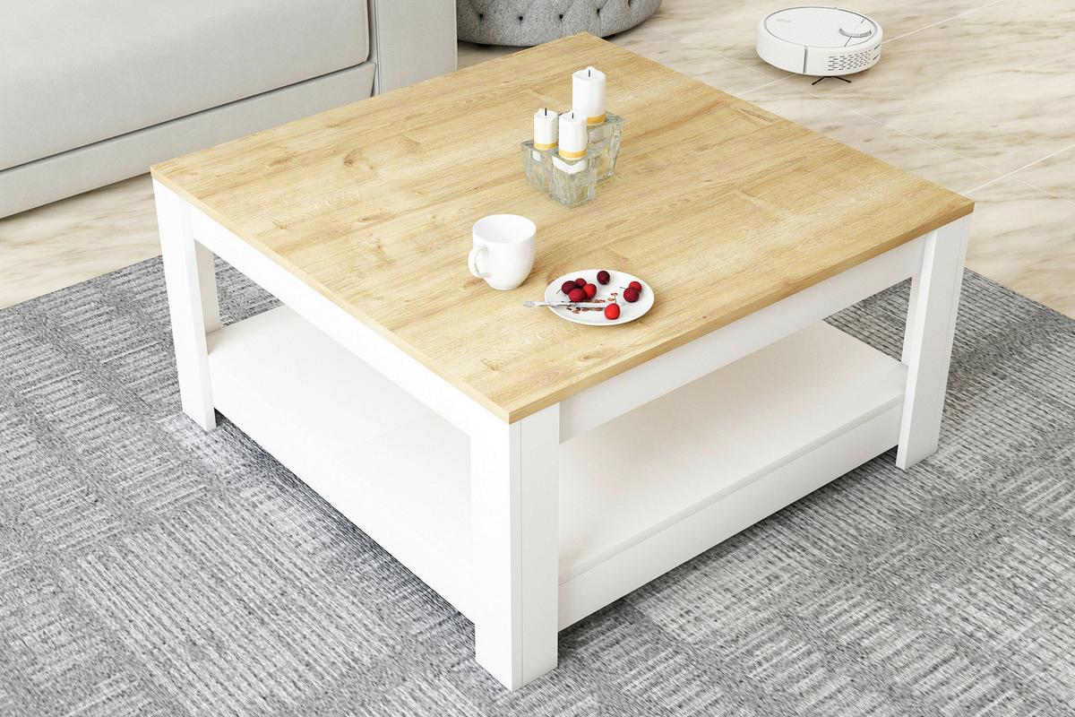 KONFERENČNÝ STOLÍK ATHENA - biela/farba duba, Design, kompozitné drevo (89/89/45cm) - Livetastic