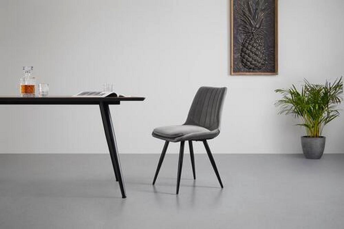 Jedálenská stolička JOY tmavá šedá - čierna/tmavosivá, Modern, kov/drevo (49/82/55cm) - Modern Living
