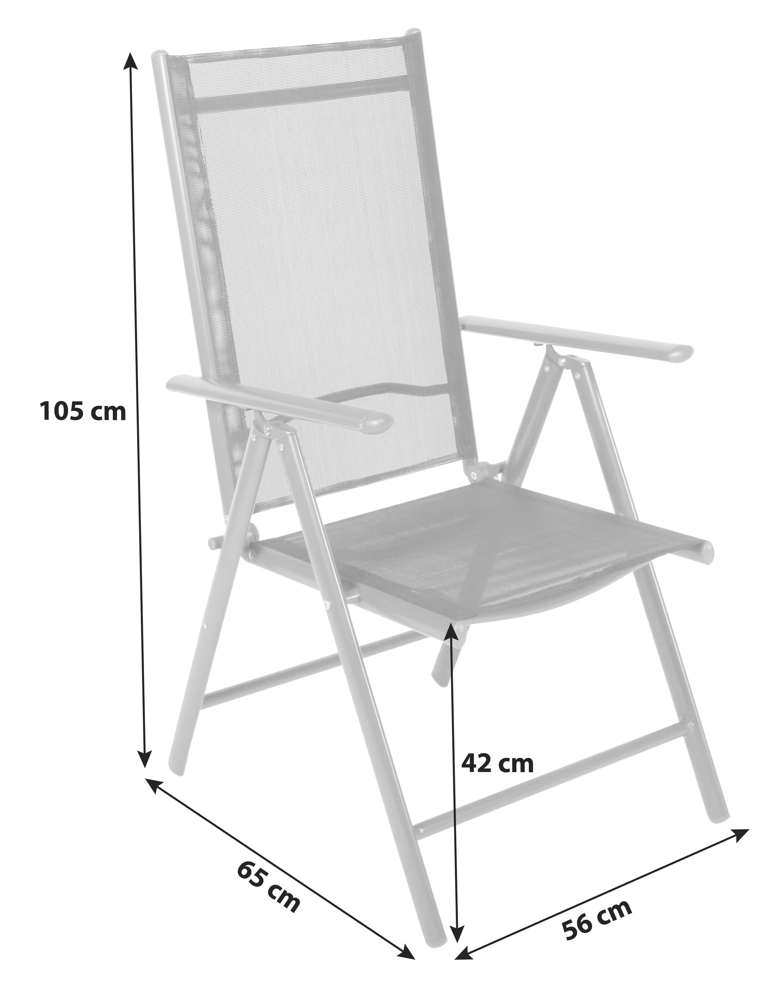 Gartensessel Klappbar Anthrazit - Anthrazit, Basics, Textil/Metall (56/105/65cm) - MID.YOU