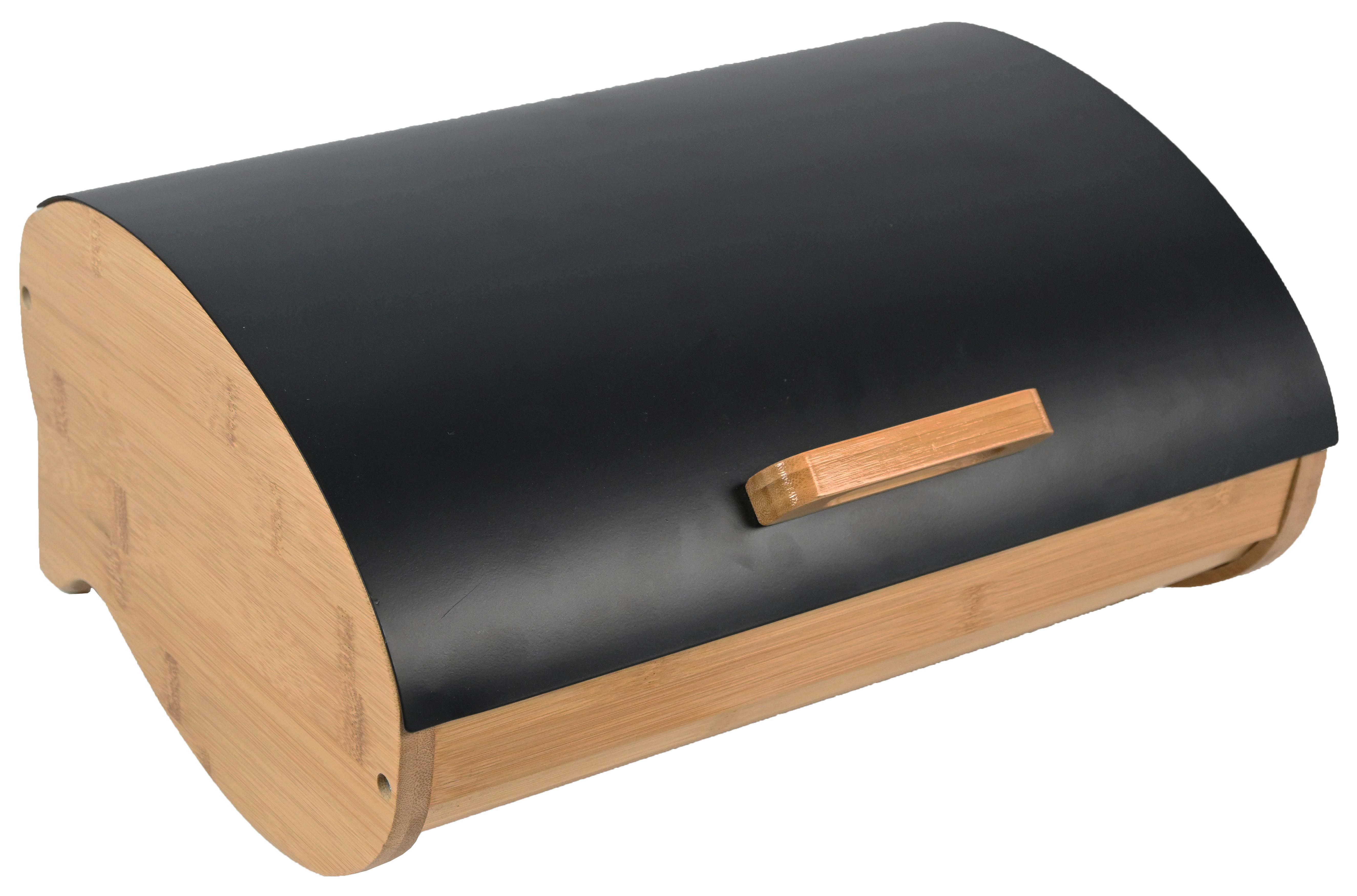 Box Na Chléb Svea -Bp- - černá/přírodní barvy, Moderní, kov/dřevo (35/25/15,5cm) - Modern Living