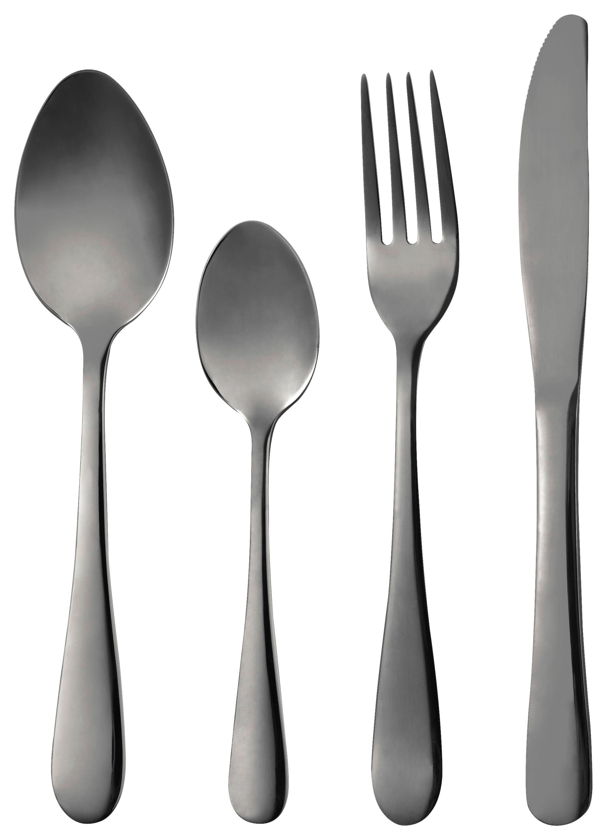 Besteckset 24-Teilig für 6 Personen - Schwarz, Basics, Metall