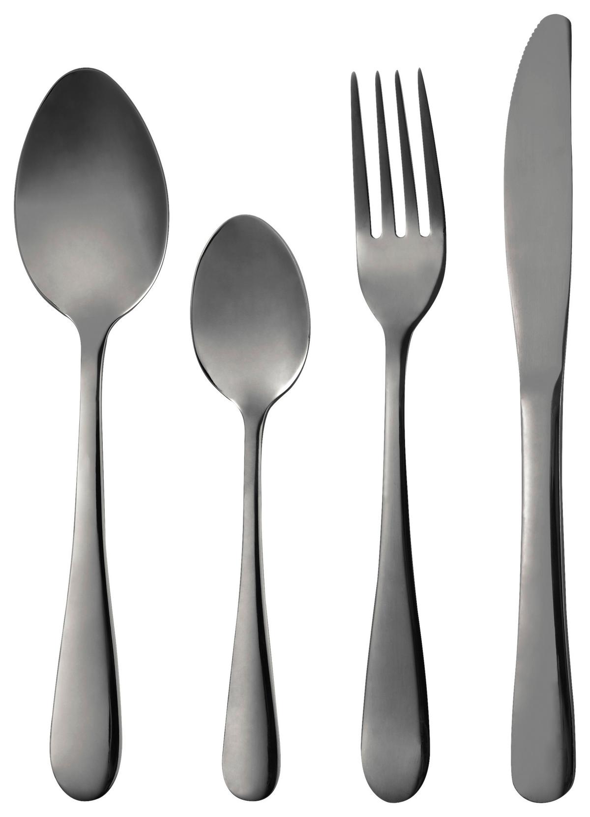 Besteckset 24-Teilig für 6 Personen - Schwarz, Basics, Metall