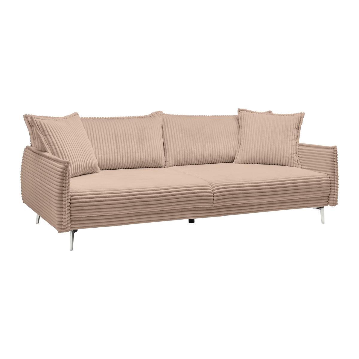 Veľká pohovka KISS, hnedý menčester - hnedá/chrómová, Modern, kov/drevo (241/90/117cm) - Mömax