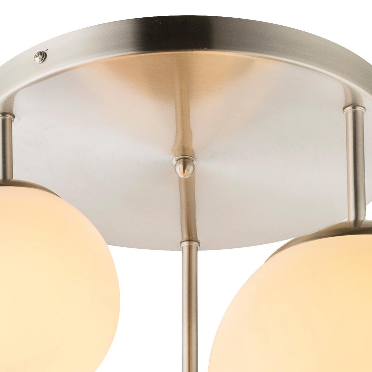 Deckenleuchte Joel Ø 47 cm Mit 3 Kugelleuchten - Weiß/Nickelfarben, Basics, Glas/Metall (47/44cm) - Globo