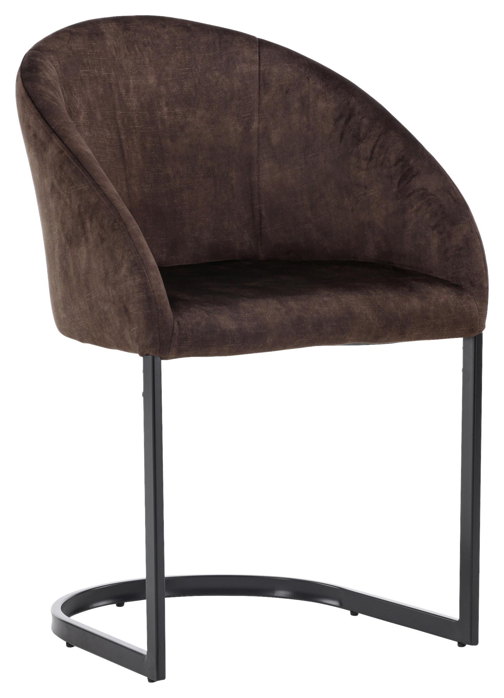Stuhl-Set Evening - Dunkelbraun/Schwarz, Design, Textil/Metall (56/82/65cm) - Livetastic