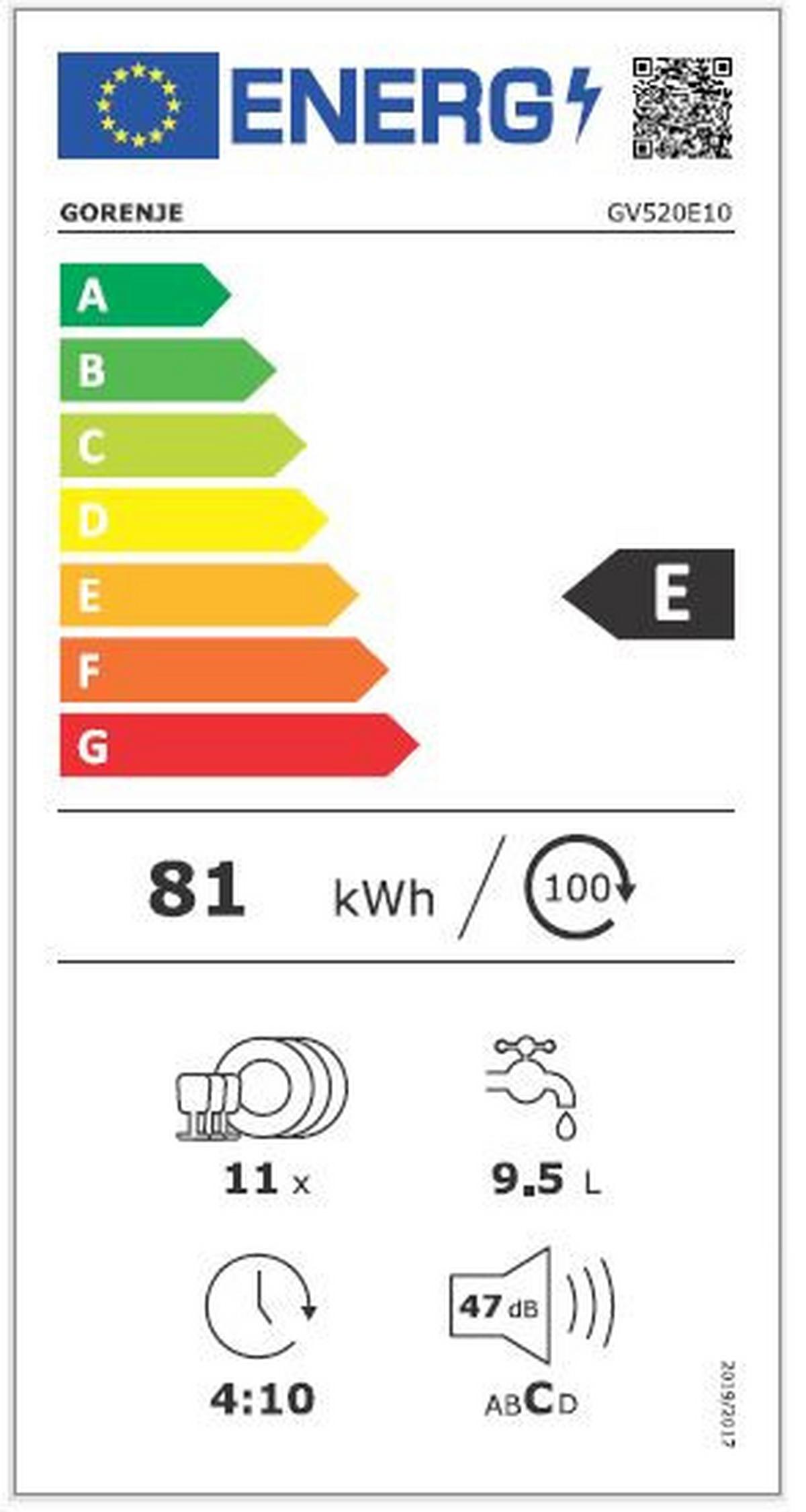 Einbau-geschirrspüler Bxhxt: 44,8x81,5x55 Cm - Edelstahlfarben/Schwarz, Basics, Metall (44,8/81,5/55cm) - Gorenje