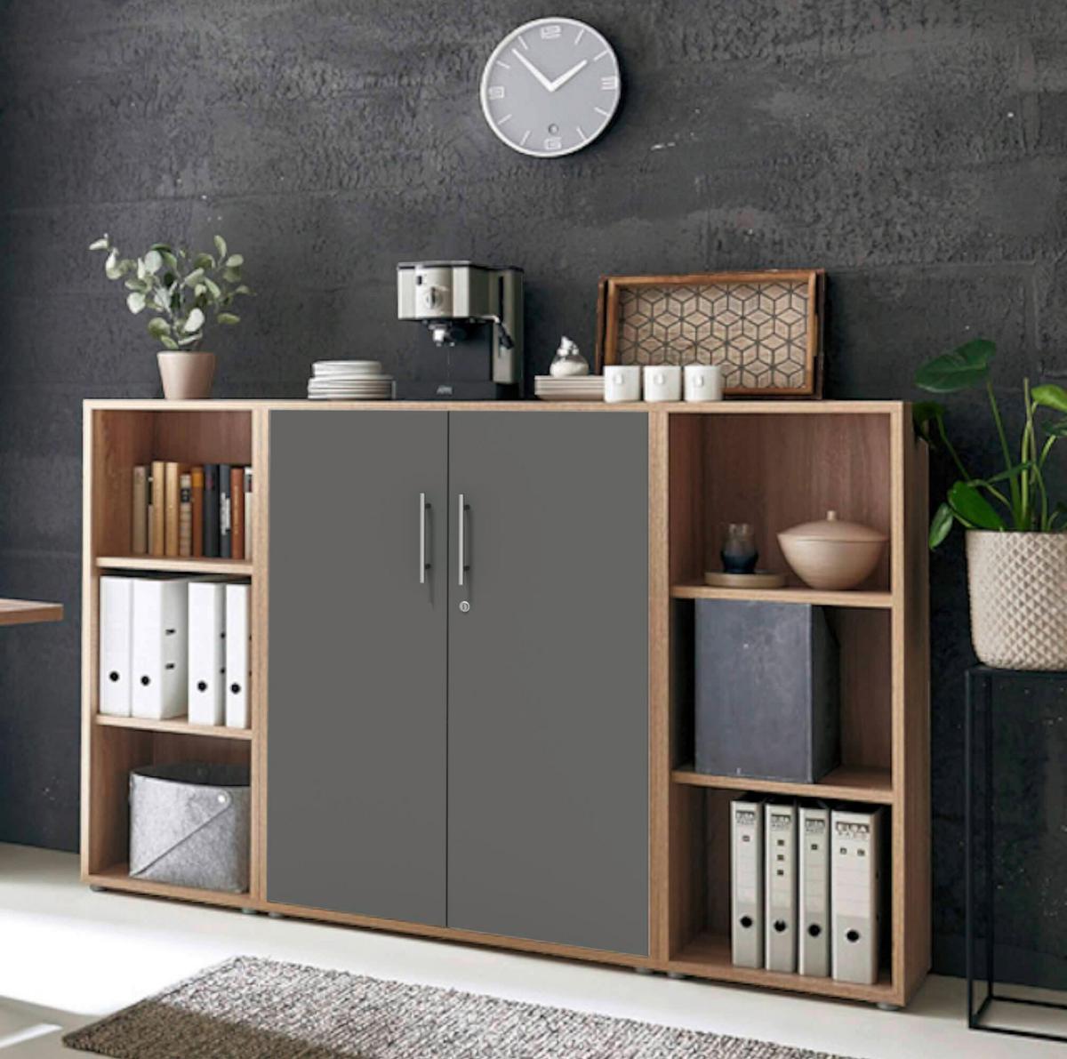 AKTENSCHRANK OFFICE EDITION - SW SET 2 - Anthrazit/Sonoma Eiche, MODERN, Holzwerkstoff (172,6/113,6/33cm) - MID.YOU