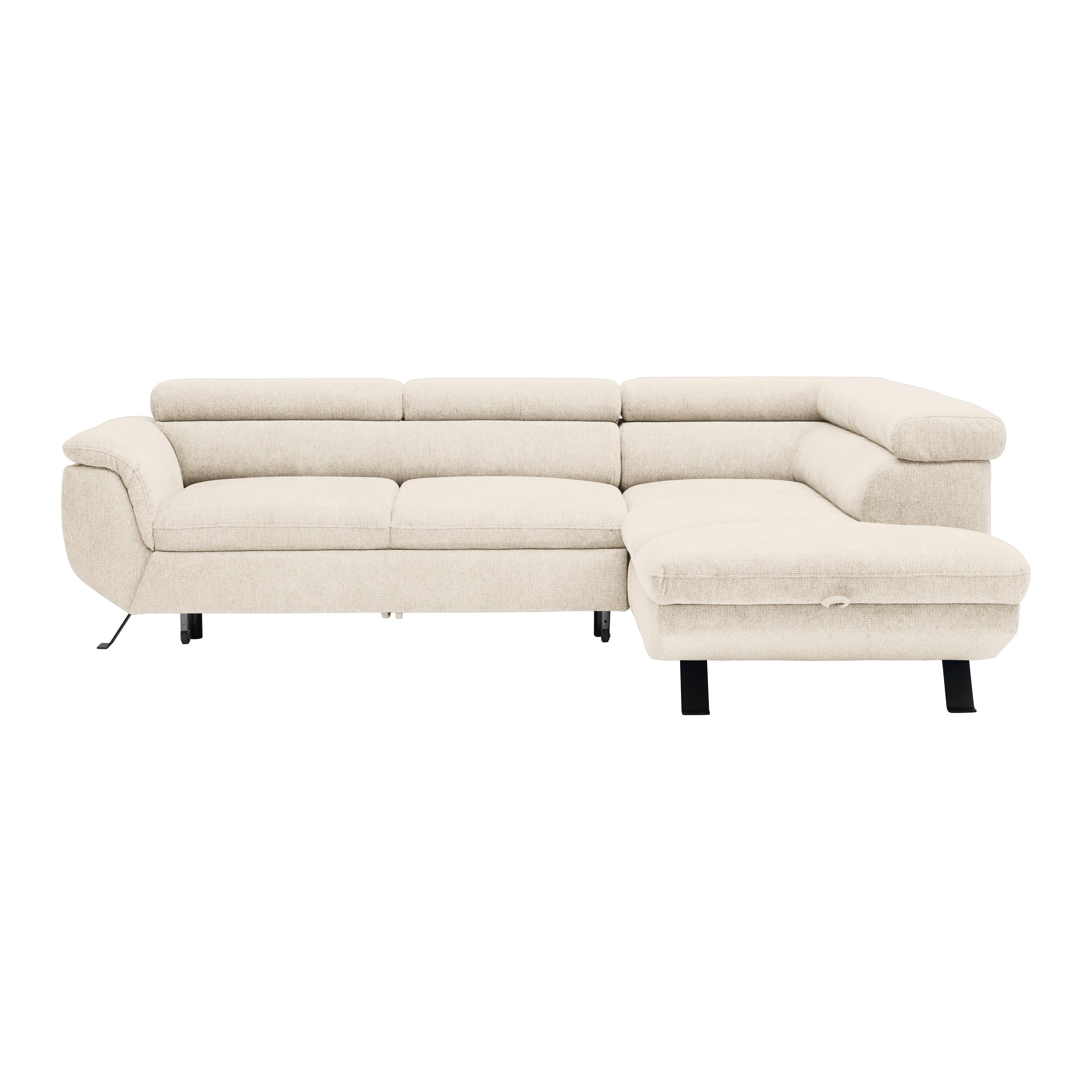 Rohová sedačka RAVEN, pravá, béžová - černá/béžová, Moderní, kov/textil (257/198cm) - Mömax