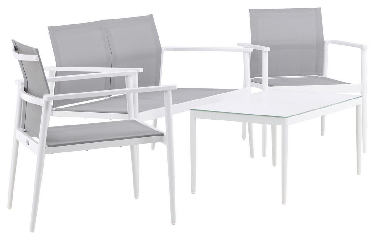 Loungegarnitur Break - Weiß/Grau, KONVENTIONELL, Glas/Textil - Gardenson