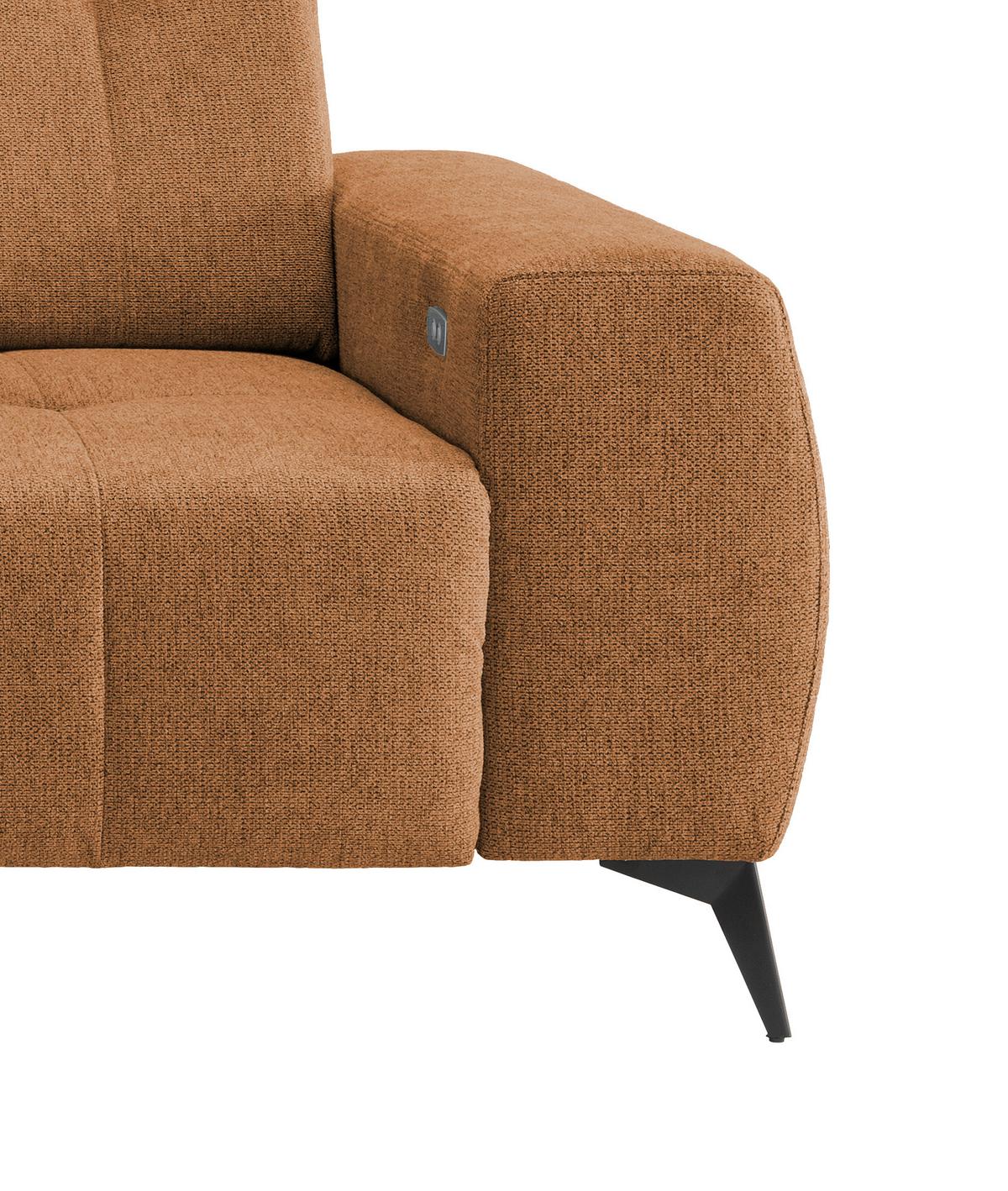 Ecksofa mit USB Anschluss Sano, Currygelb, S: 180x258 cm - Currygelb/Schwarz, MODERN, Textil (180/258cm) - Livetastic