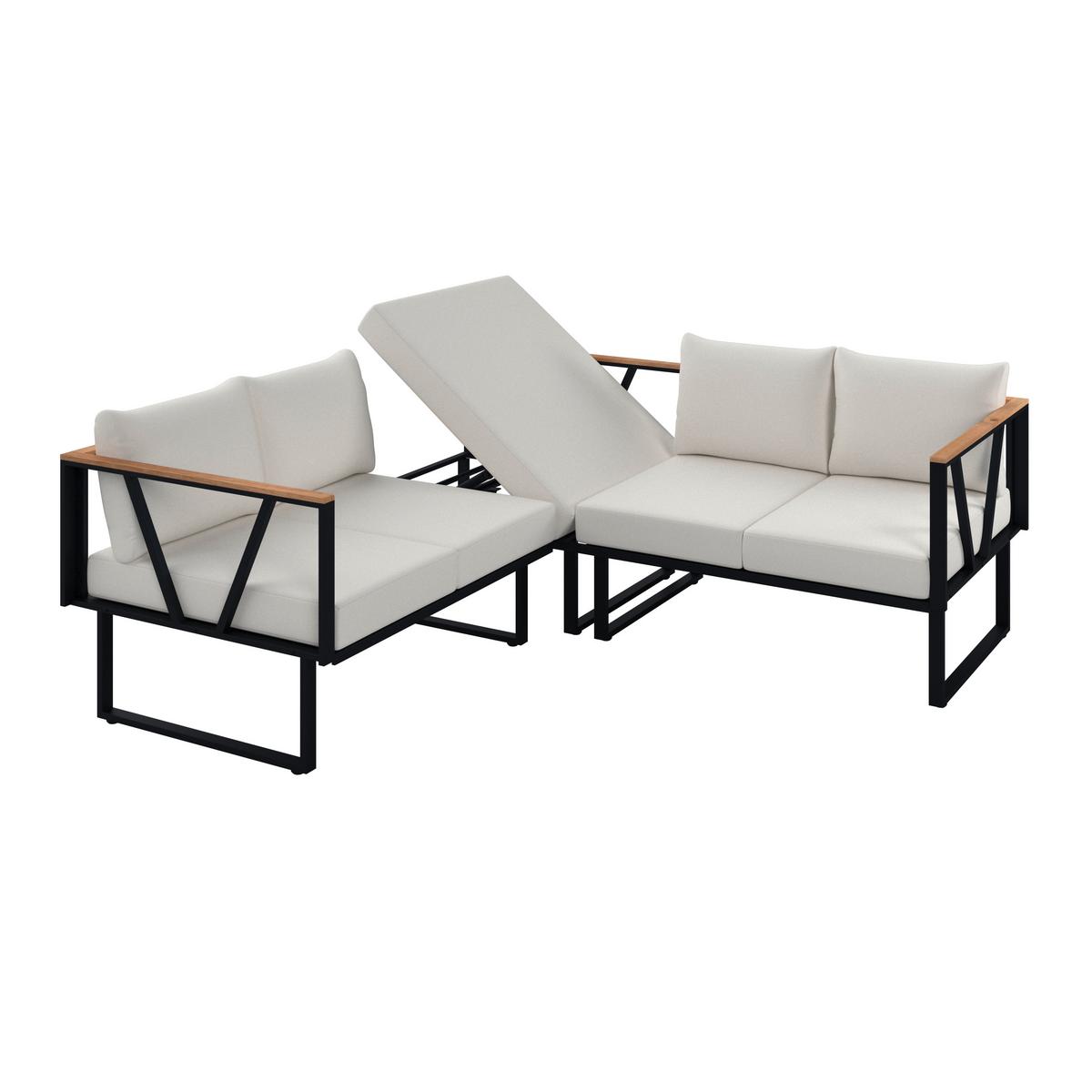 TERASOVÁ SEDACIA SÚPRAVA LORETTA - čierna/farba akácie, Modern, kov/drevo (80/75/80cm) - Bessagi Garden