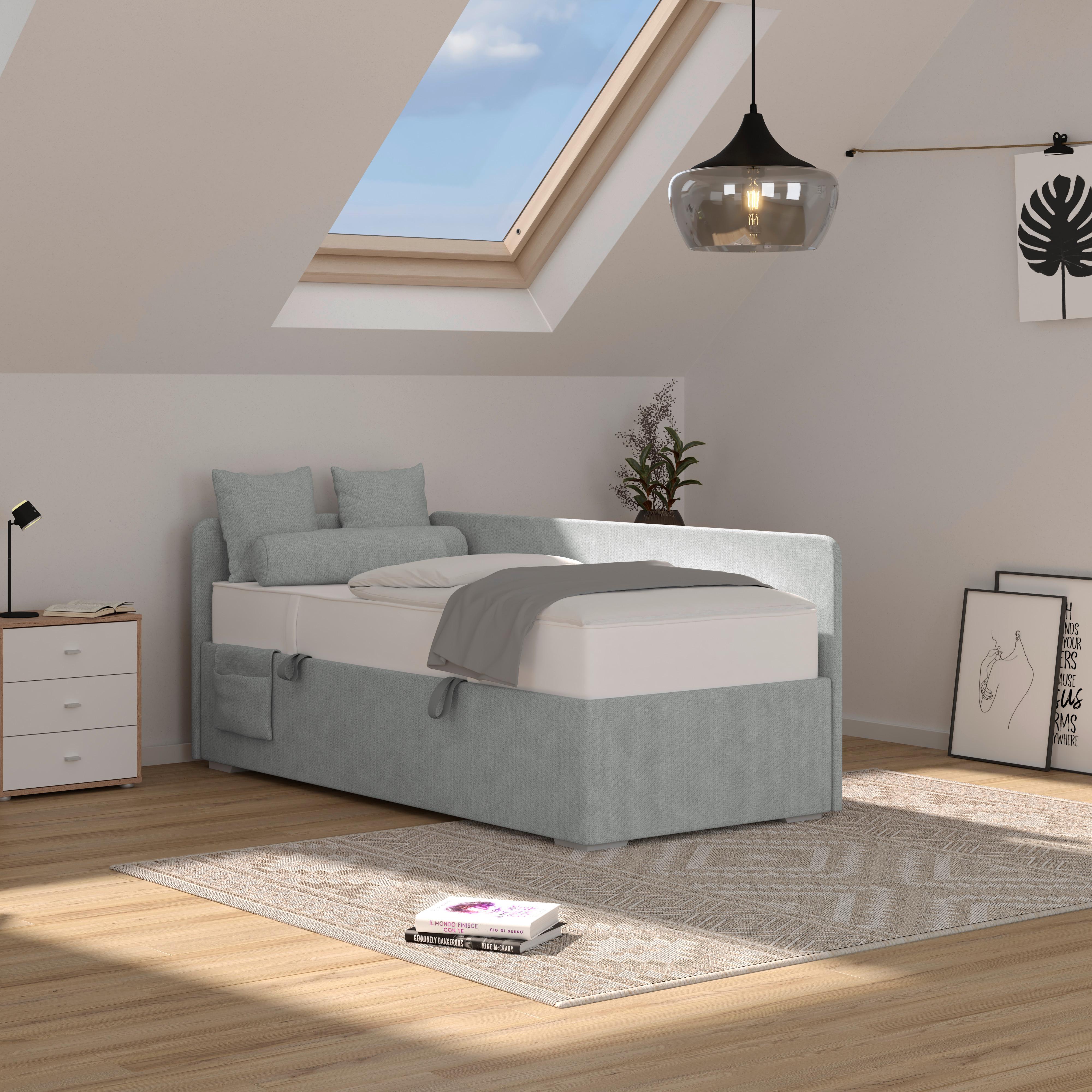 Polsterbett Remi - Chromfarben/Dunkelgrau, MODERN, Holz/Textil (90/200cm)