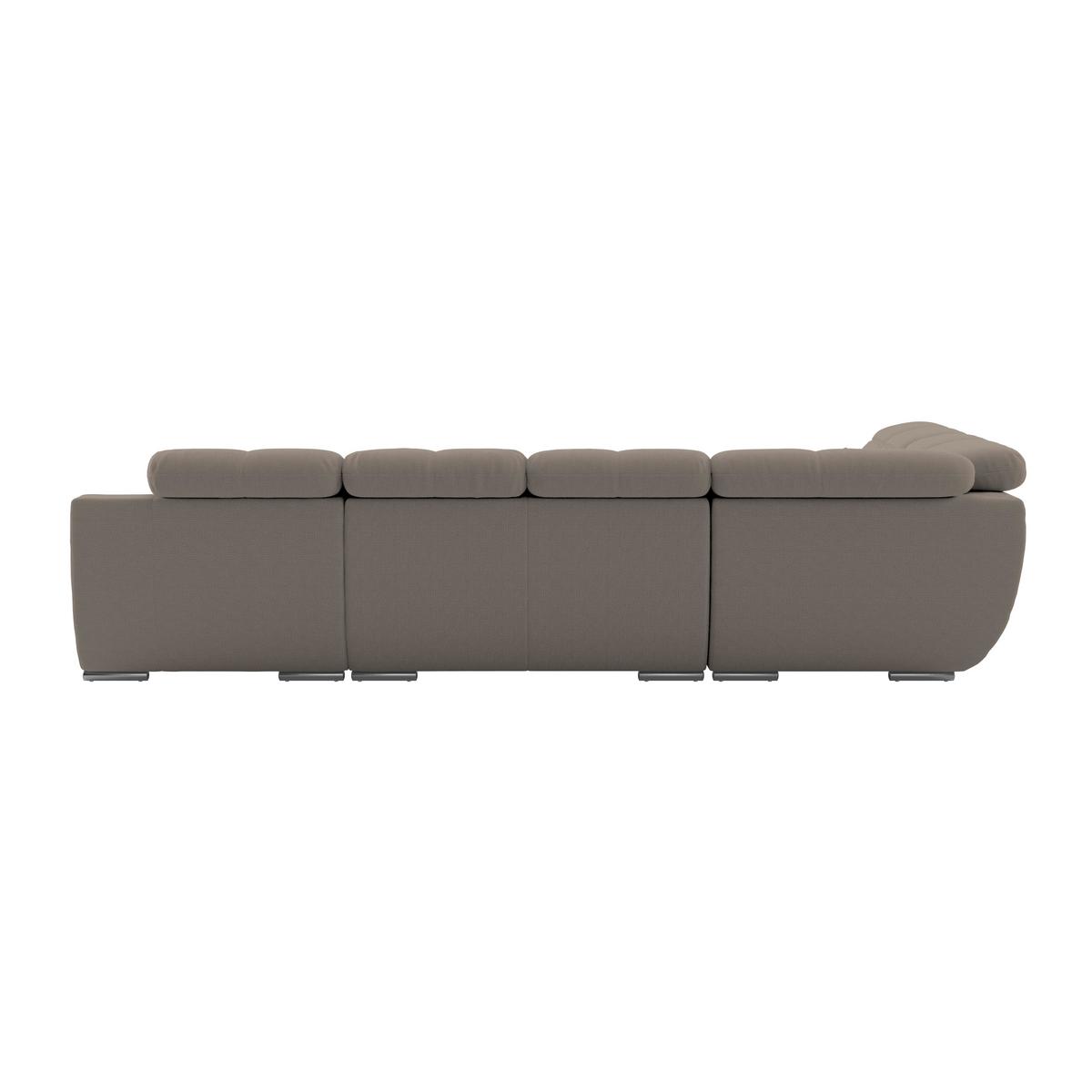Wohnlandschaft Multi mit Schlaffunktion dunkelbraun - Chromfarben/Dunkelgrau, MODERN, Textil (184/345/228cm) - Luca Bessoni