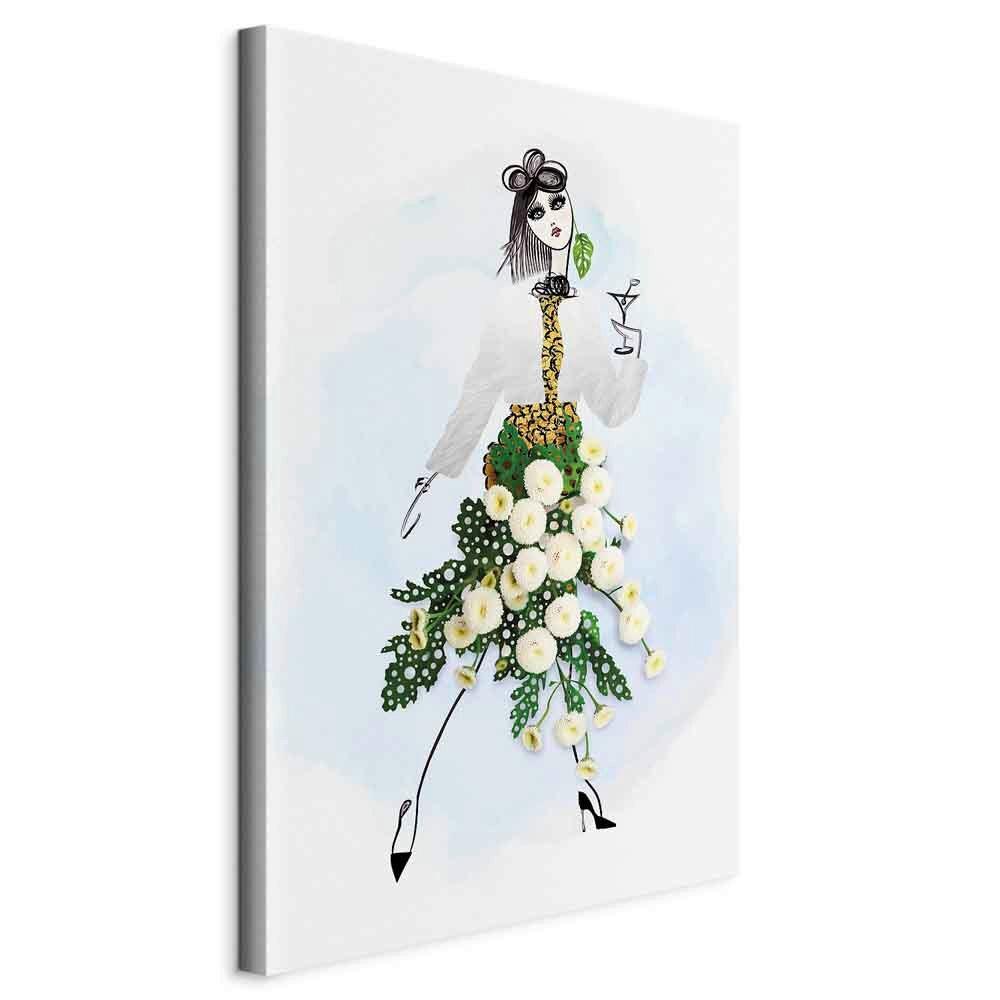 Leinwandbild Herbal Girl Hellgrau Hellblau B: 80 cm - Hellgrau/Hellblau, Basics, Holz/Textil (80/120/1,2cm) - artgeist