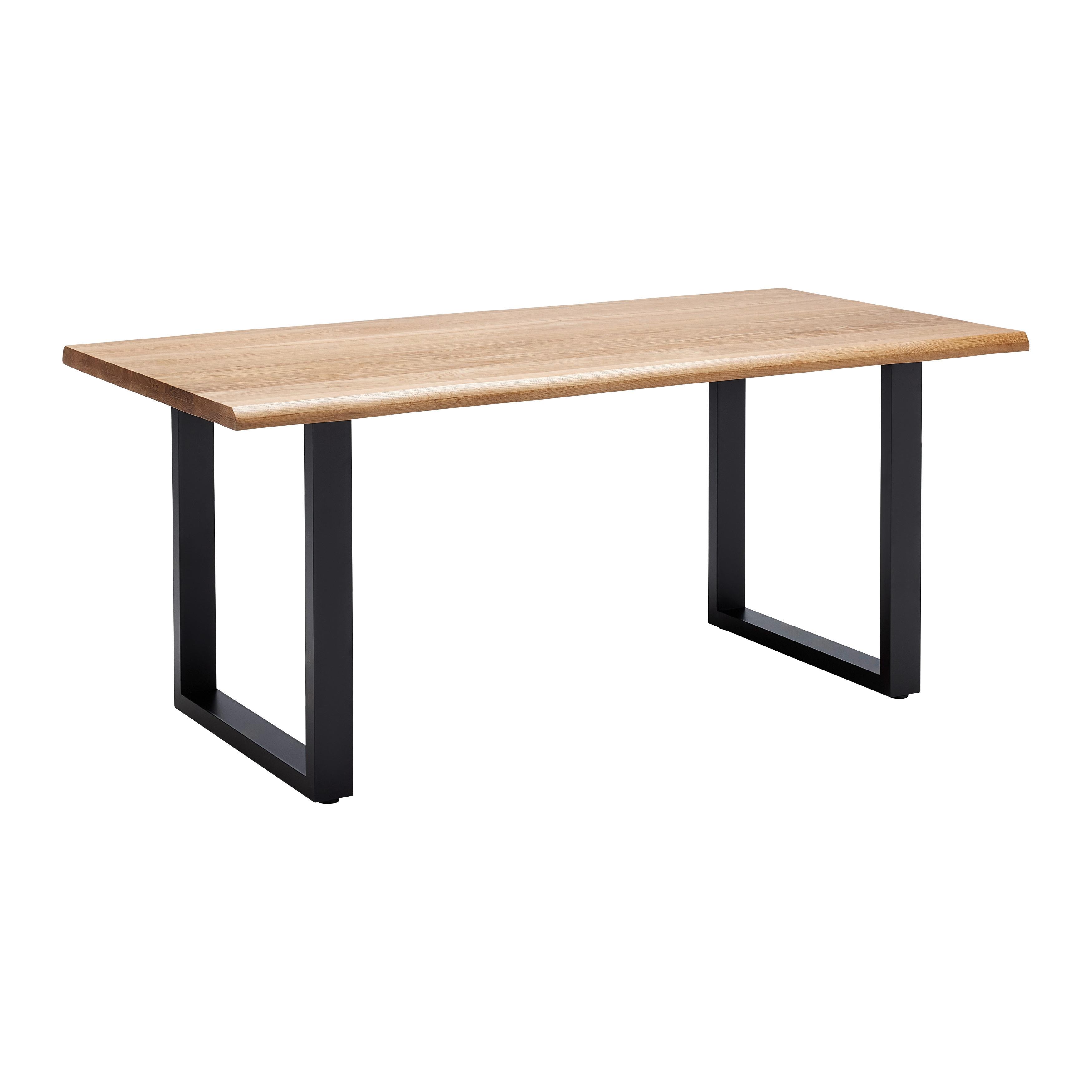Jedálenský stôl masív dub LEN 180x90cm - čierna/farba duba, Modern, kov/drevo (180/90/76cm) - Bessagi Home