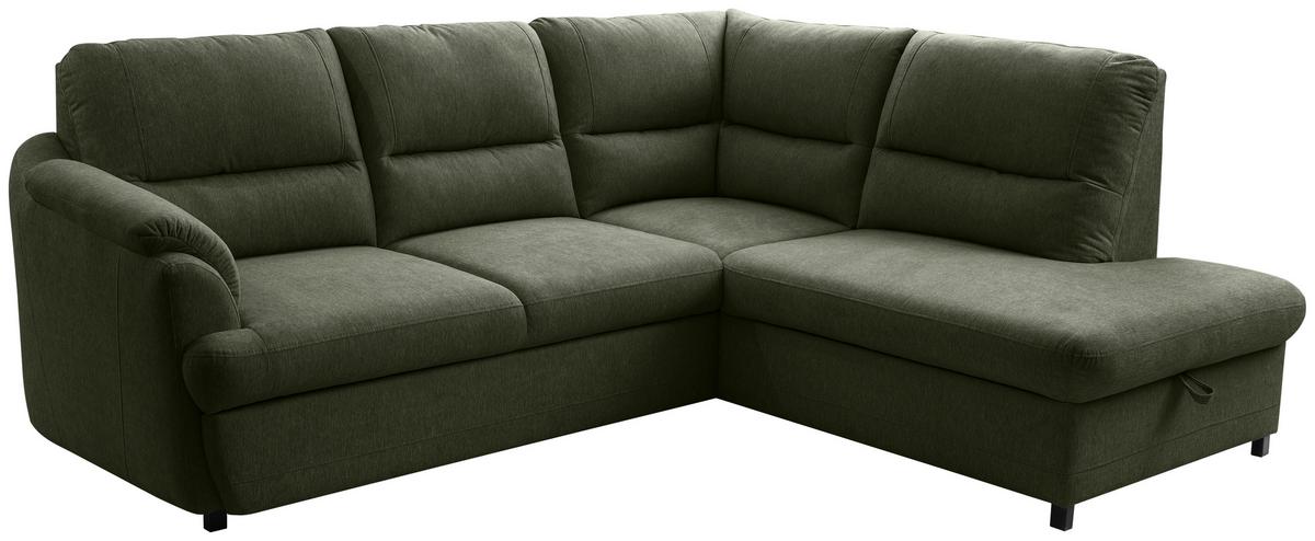 Rohová sedačka GUSTO, pravá, zelená - černá/zelená, Basics, dřevo/textil (240/200cm)