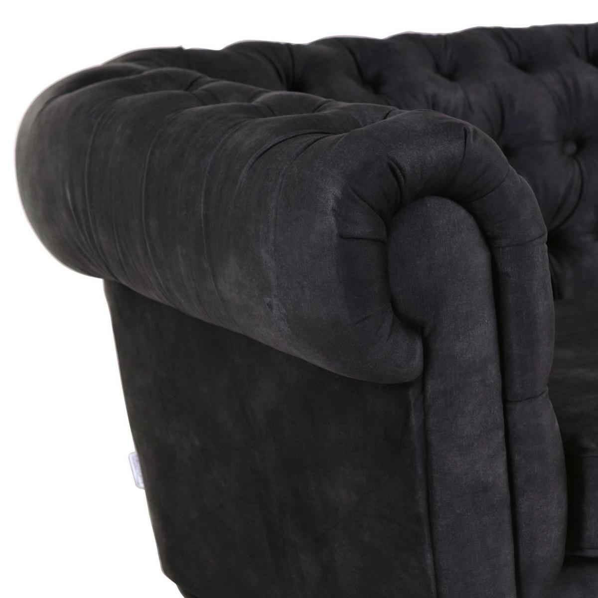 Chesterfield-sofa Slopes Anthrazit 3-Sitzer B: 203 Cm - Anthrazit/Schwarz, KONVENTIONELL, Textil (203/79/93cm) - Livetastic