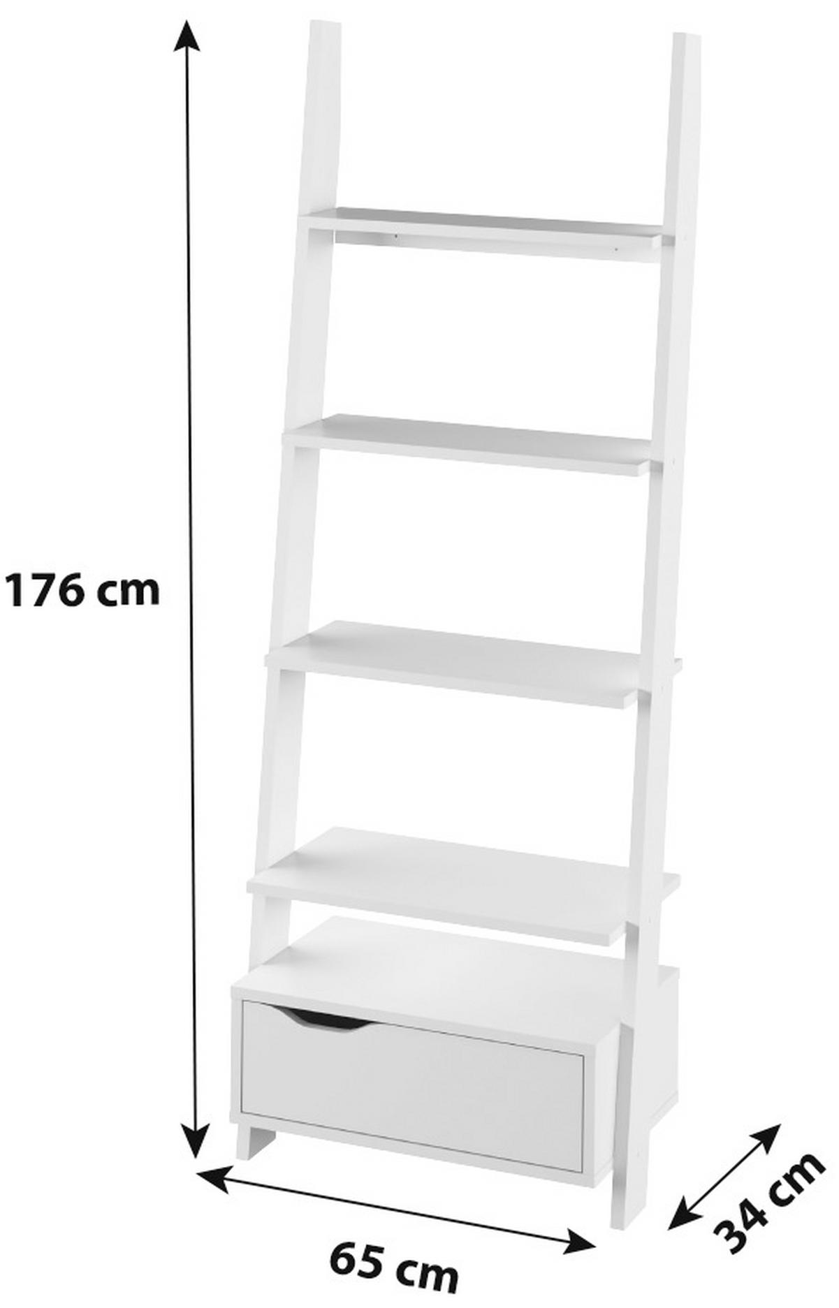 Regal Mit Lade Flo B: 65 Cm Weiß - Weiß, MODERN, Holzwerkstoff (65/176/34,2cm)