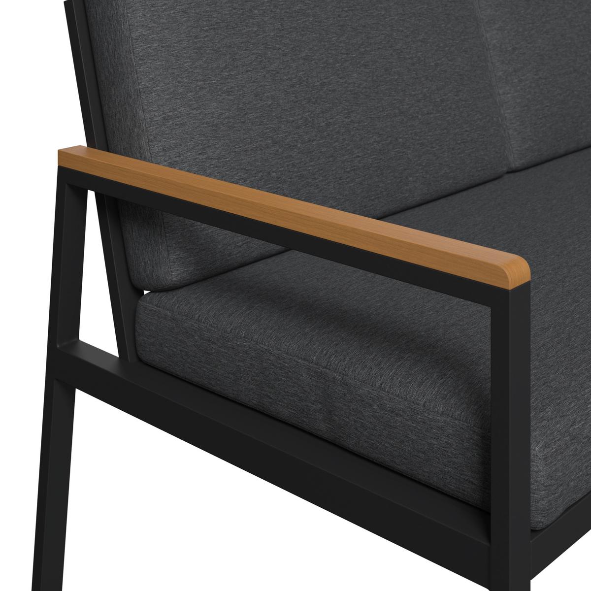 Loungegarnitur Lorca - Anthrazit/Naturfarben, MODERN, Kunststoff/Textil (158/217cm) - Beldano