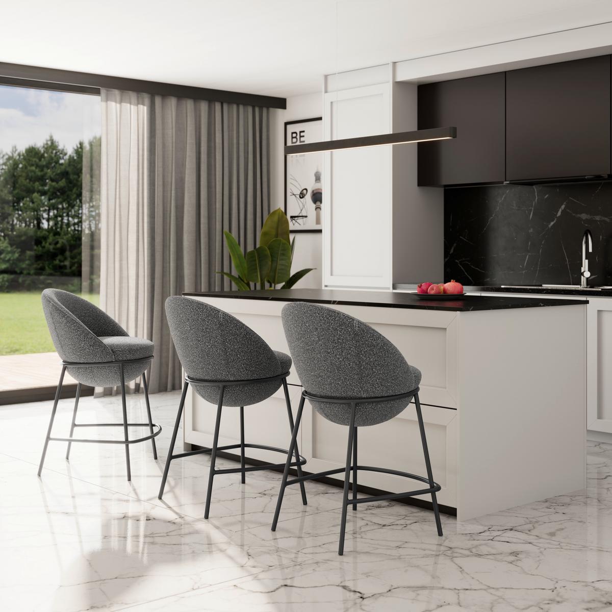 BAROVÁ ŽIDLE ZOA - šedá/černá, Moderní, kov/dřevo (53/51/100cm) - Bessagi Home