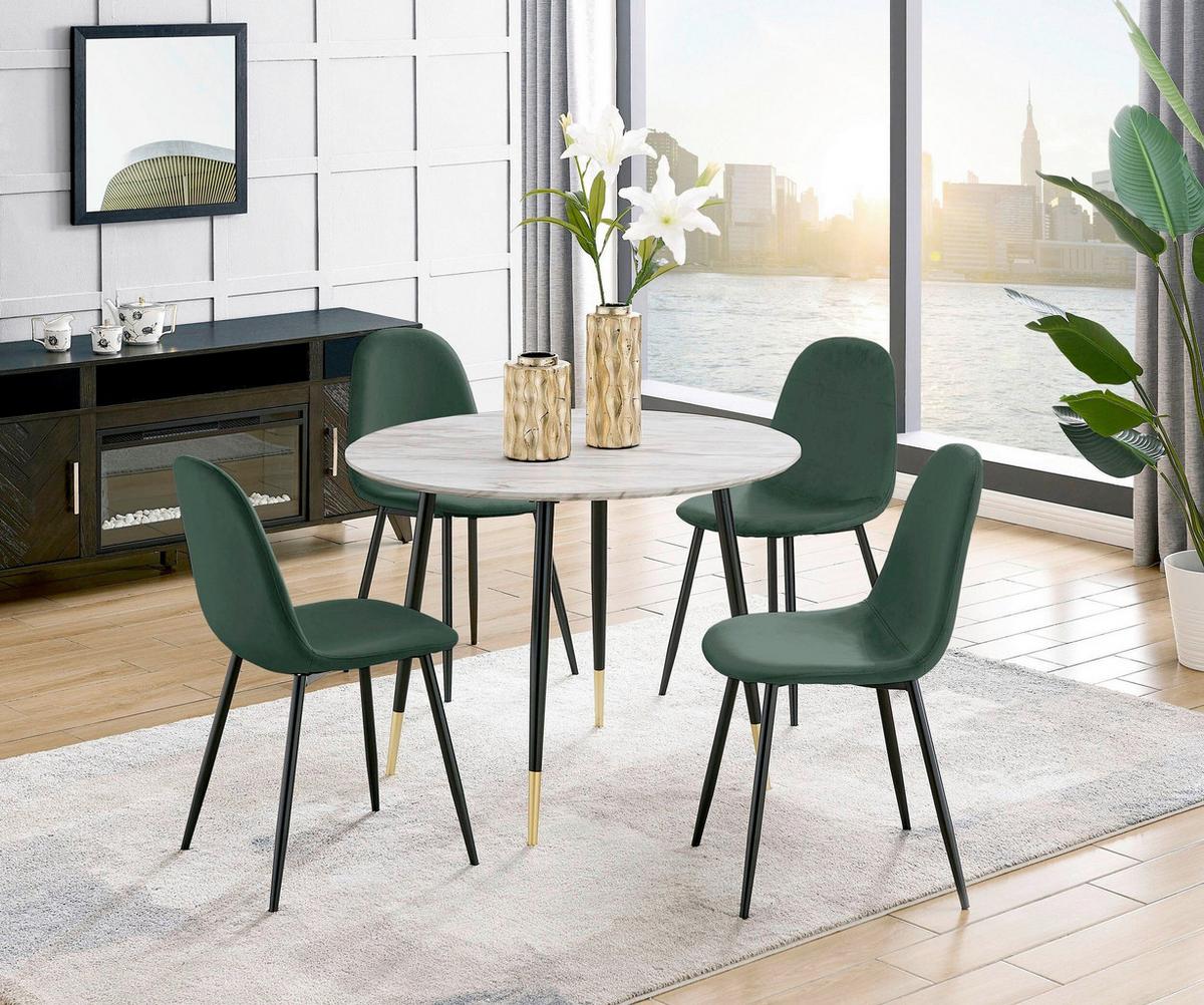 Stuhl-Set Monza Dunkelgrün B: 44cm 4--Teilig - Dunkelgrün/Schwarz, Design, Textil/Metall (44/87/51cm) - MID.YOU