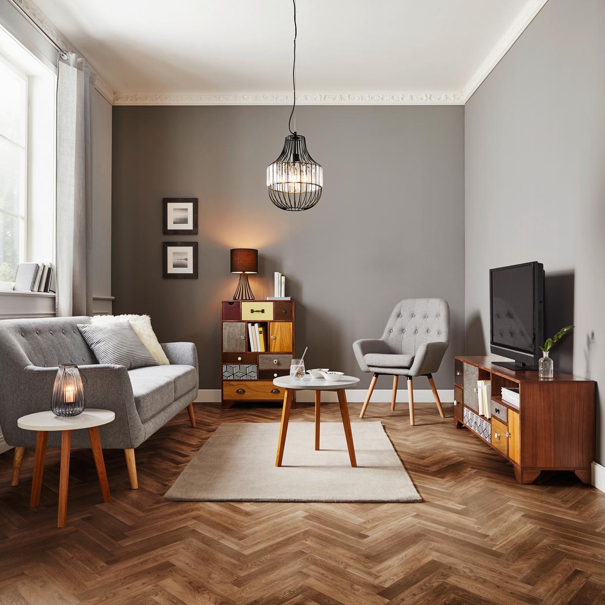 Dvoumístná pohovka Anela, šedá - šedá/přírodní barvy, Moderní, dřevo/textil (168/79/84cm) - Bessagi Home